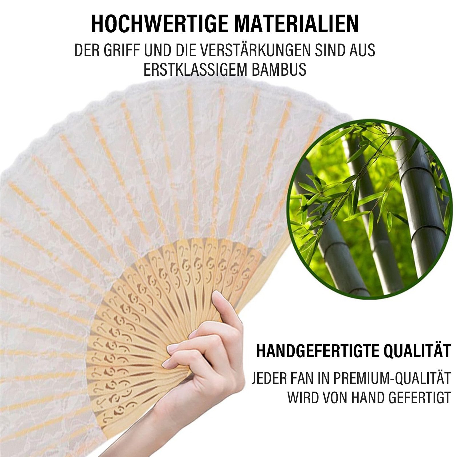 MOPUEA Handfächer Handfächer Lace Fan with Tassel Vintage Fan Lace Folding Fan Hand Fan, (Faltbarer Spitzenfächer, Spitze Handfächer mit Holzgriff, 1-tlg., Fächer für Hochzeit Party Tanzen Requisiten Home Decorative), Hochzeit Hand Fan, Vintage Fächer Spitze