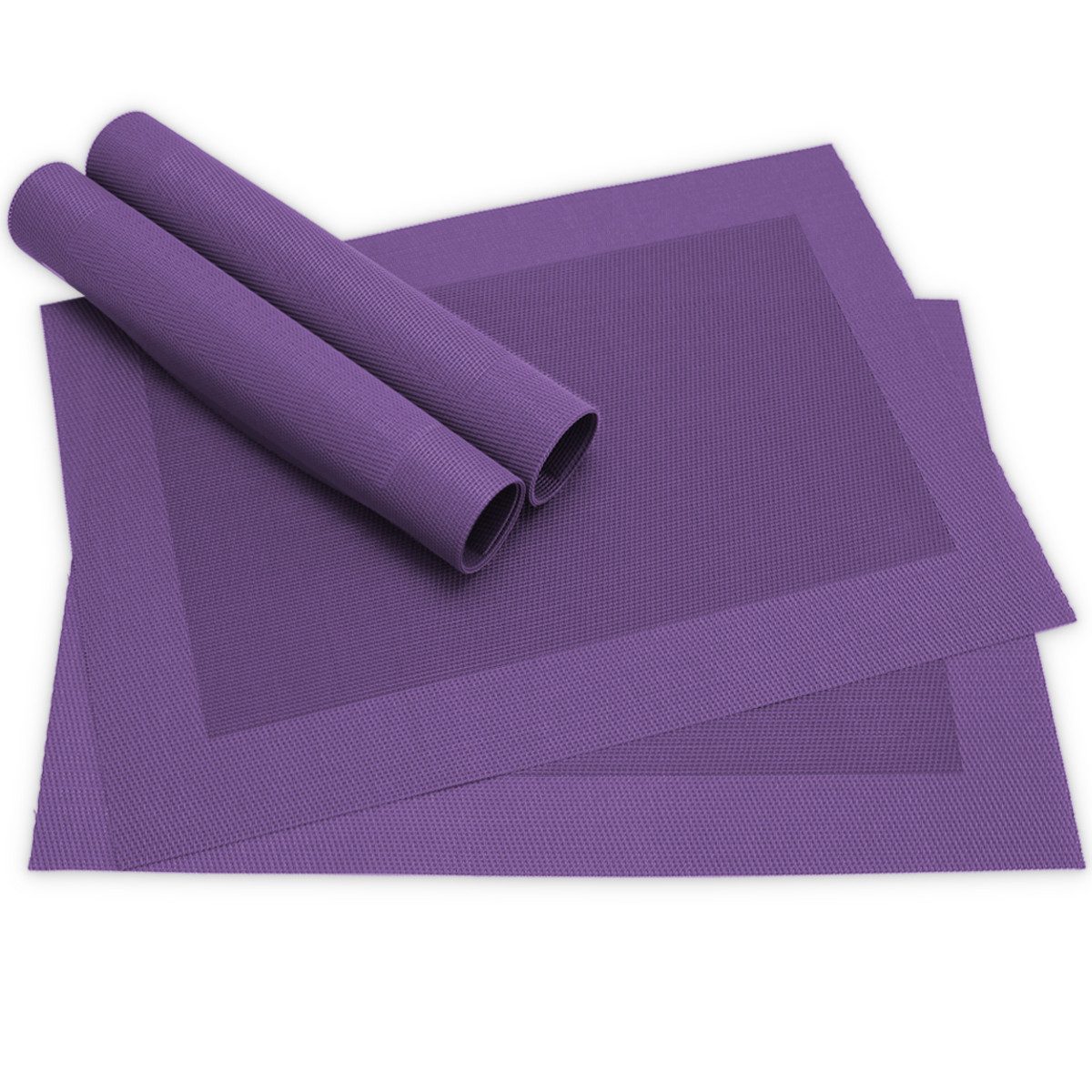 matches21 HOME & HOBBY Platzset Tischsets BORDA 4er Set Violett als Tischuntersetzer, (4-St), Abwaschbare Platzsets als Tischunterlagen für Ess-Tisch Tisch-Deko