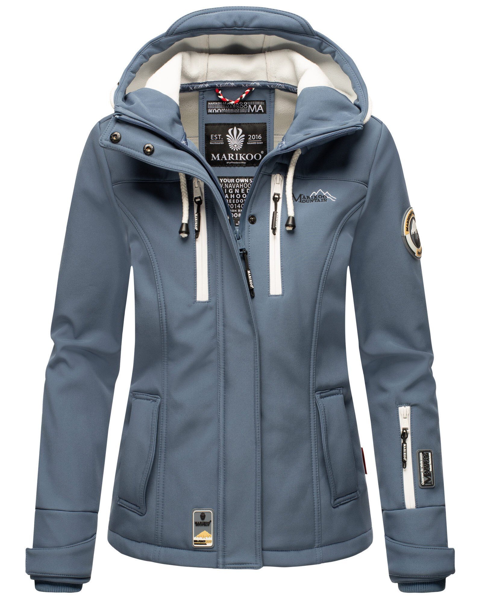 Marikoo Softshelljacke Kleine Zicke sportliche Blue Dusty Funktionsjacke