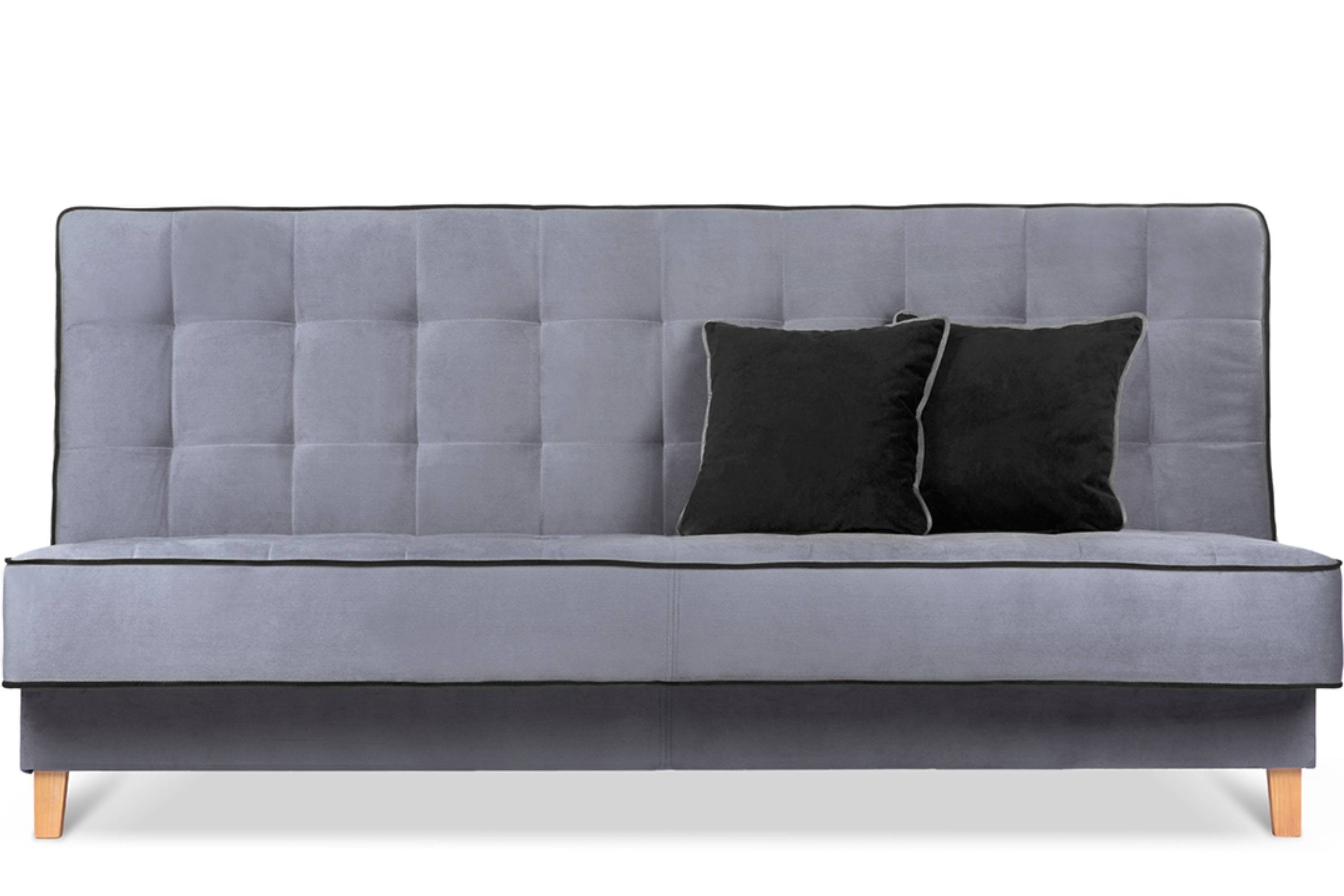 Konsimo Schlafsofa DOZER Sofa 3 Personen, ausziehbare Liegefläche: 197x120cm, Velours, mit Wellenunterfederung grau / schwarz | grau