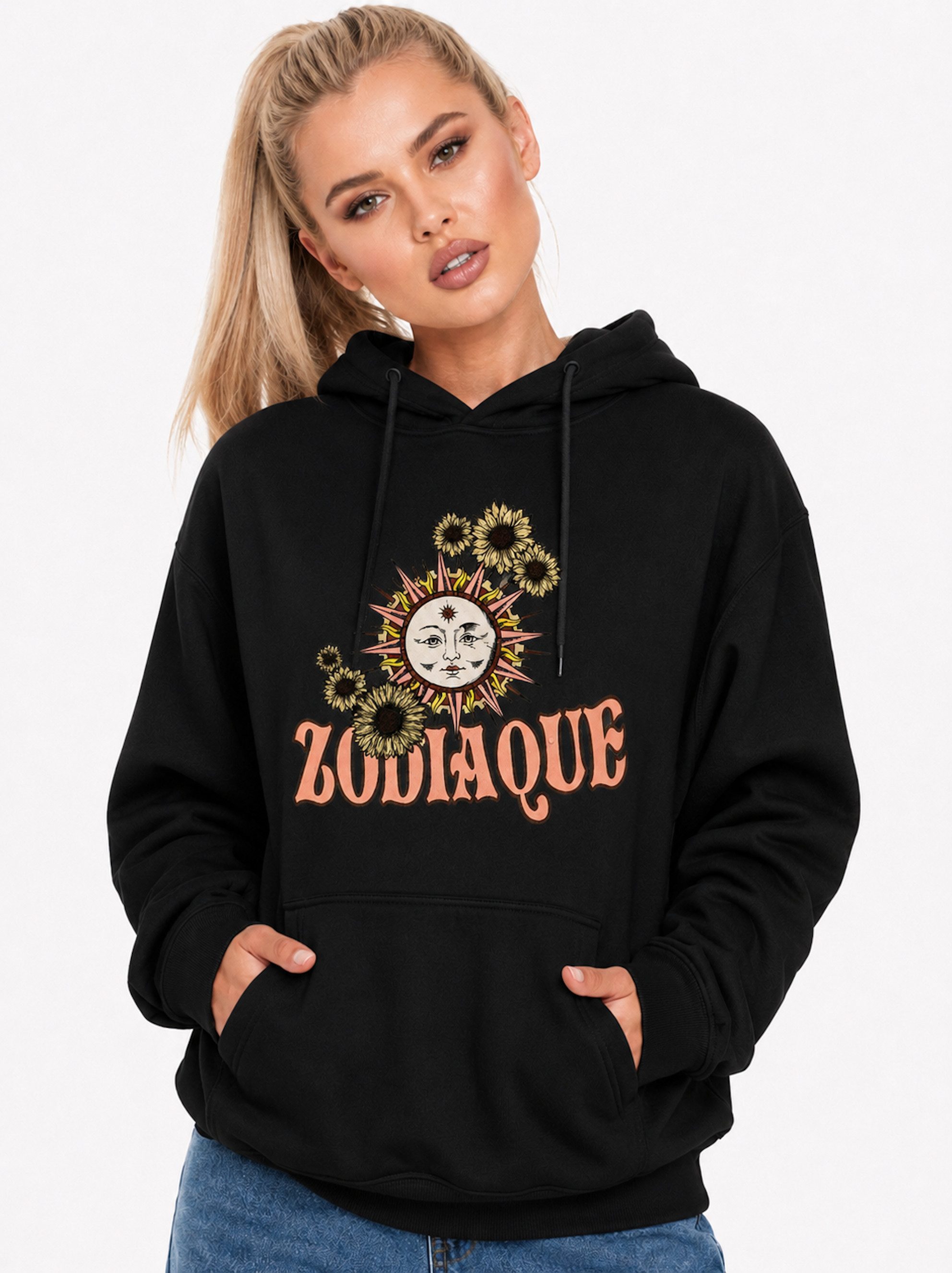 Worldclassca Hoodie Worldclassca Oversized Hoodie Print Kapuzenpullover Stone Washed Neue Kollektion - Stilvolle und gemütliche Sreetwear Mode für Damen