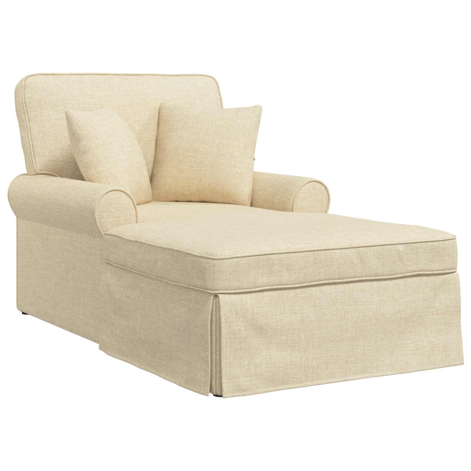 vidaXL Chaiselongue Chaise Lounge mit Rock mit Kissen Creme 91 x 157 x 91 cm Stoff, 1 Teile
