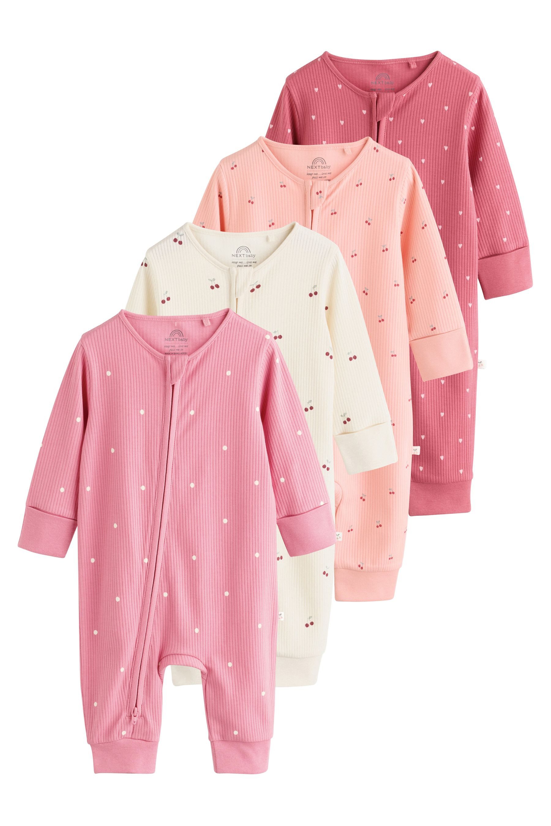 Next Schlafoverall Babyschlafanzüge mit 2-Wege-RV, 4er-Pack (4-tlg)