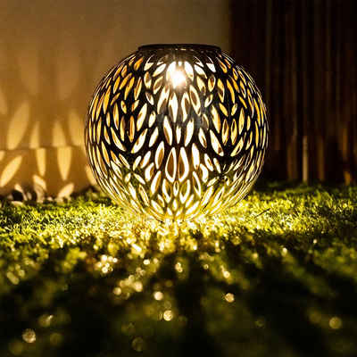 etc-shop LED Gartenleuchte, LED Solar Leuchte Erdspieß Außen Garten Steck Kugel Lampe gold silber-grau Terrassen Deko Beleuchtung