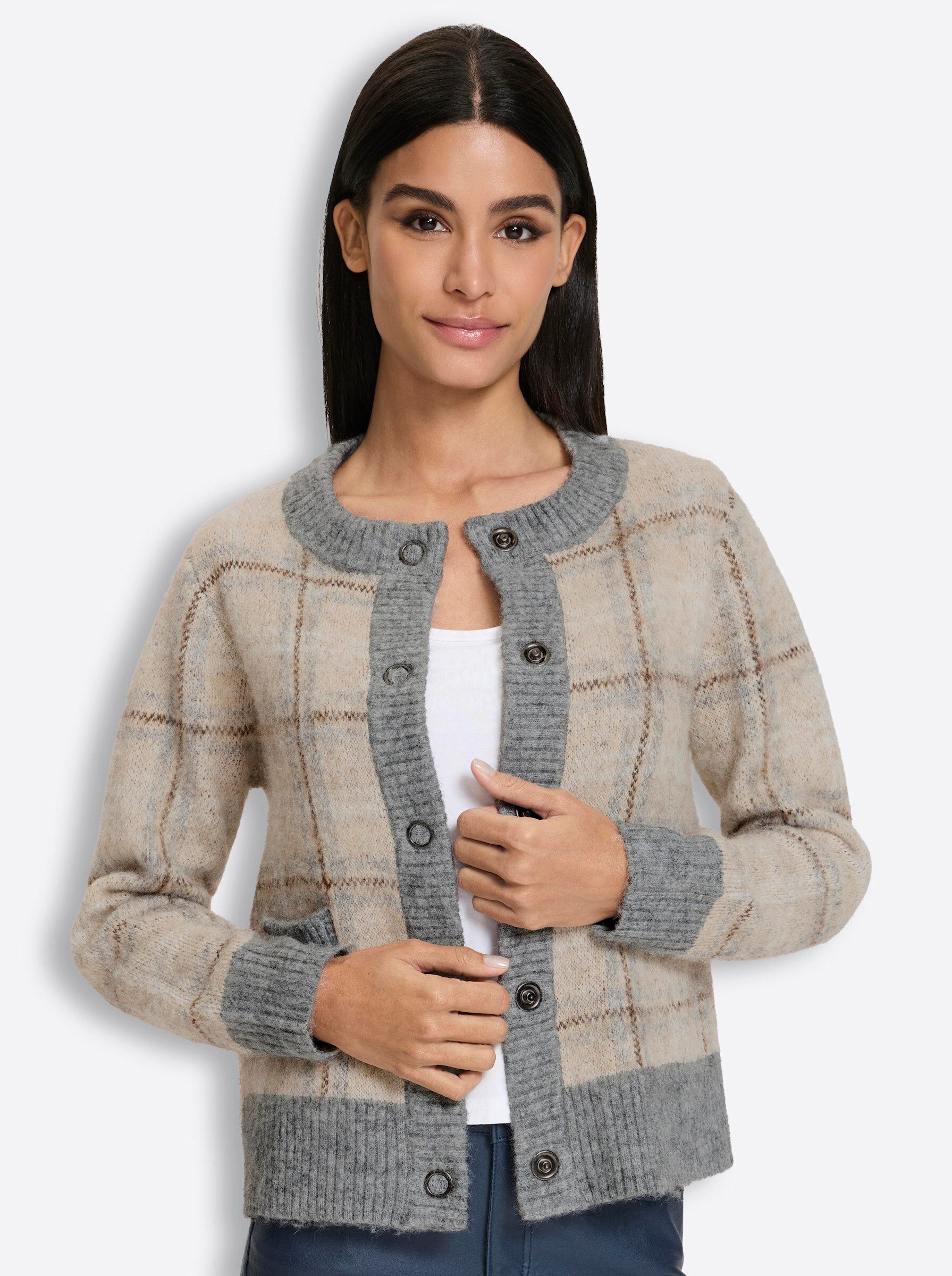 heine Strickjacke Strickjacke Langarm Grobstrick