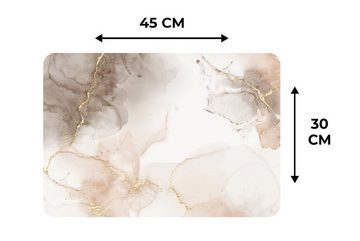 Platzset, Marmor - Braun - Gold, MuchoWow, (6-St), Platzset, Platzdecken, Platzmatte, Tischmatten, Schmutzabweisend