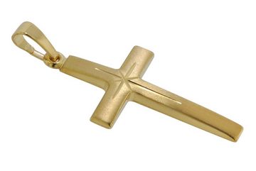 trendor Kette mit Anhänger Kreuz 24 mm Gold 333 (8 Karat) an Goldplattierter Silberkette