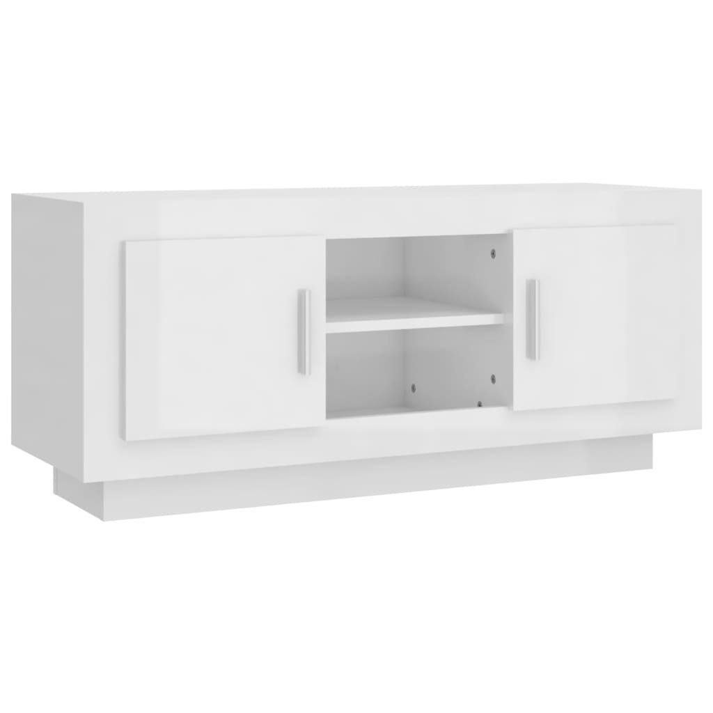 vidaXL cm Hochglanz-Weiß TV-Schrank Holzwerkstoff TV-Schrank (1-St) 102x35x45