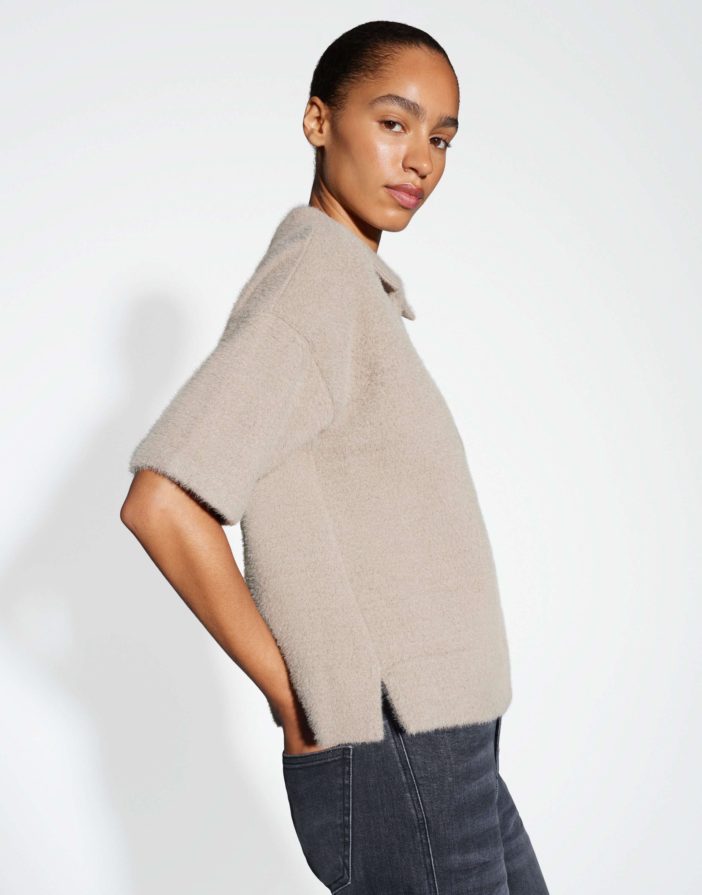 OPUS Sweatshirt GELUDI Loose aus flauschigem Effektgarn