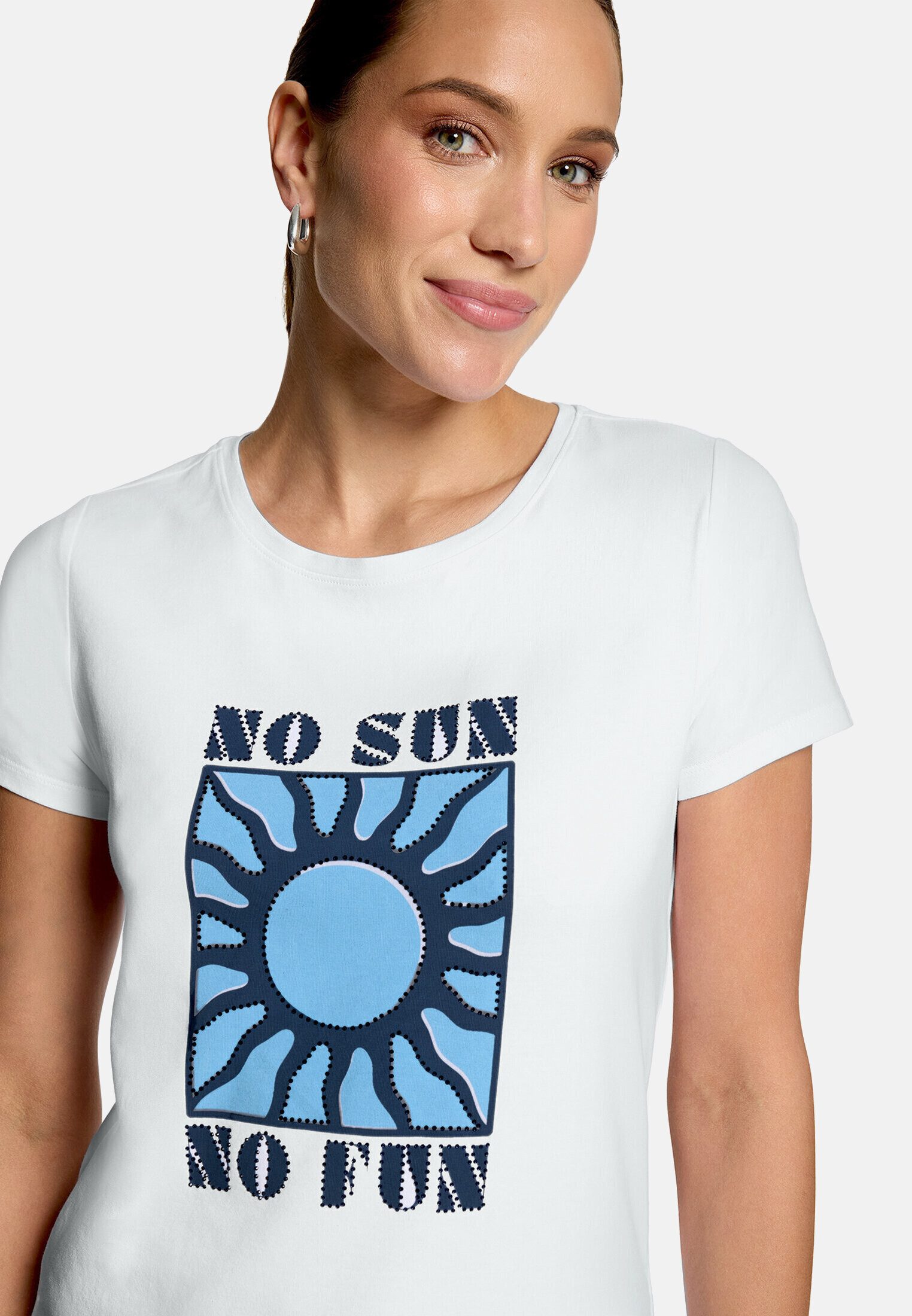 Zero Kurzarmshirt Damen mit Aufdruck (1-tlg) Glitzer