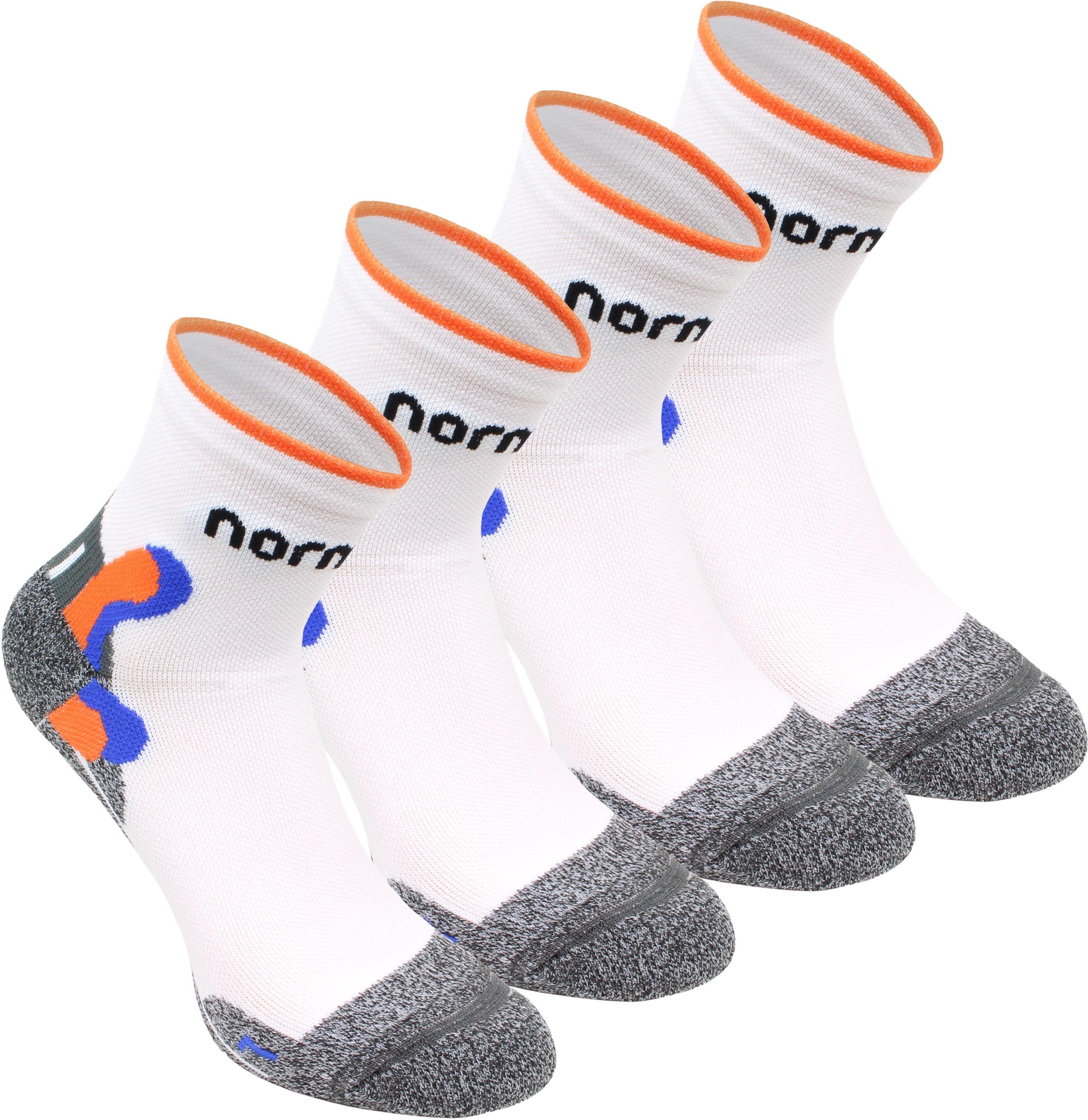 Weiß/Orange Kurzschaft-Sportsocken Achillessehen- Paar und (2 mit normani Knöchelprotektoren 2 Paar) Laufsocken