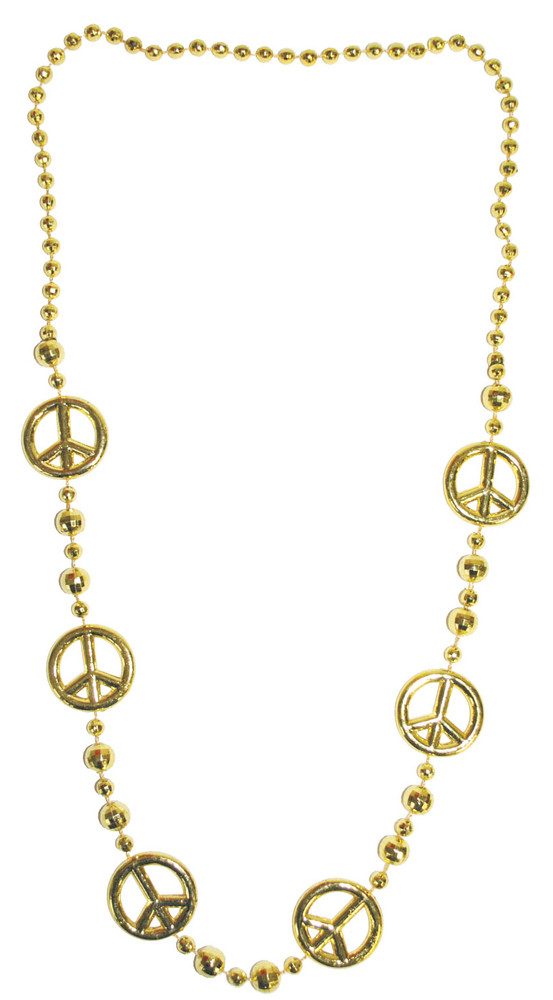 Funny Fashion Kostüm Lange Hippie Halskette Peace, Gold günstig online kaufen