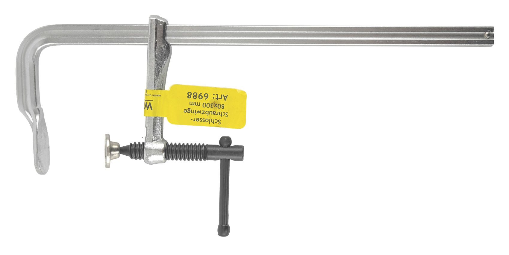 WELDINGER Schraubzwinge 2er-Set Schlosser-Schraubzwinge Ganzstahl 80x300 mm Knebelgriff, (Set, 2 St), Schlosser-Schraubzwinge 80x300 mm, bewegliche Druckplatte