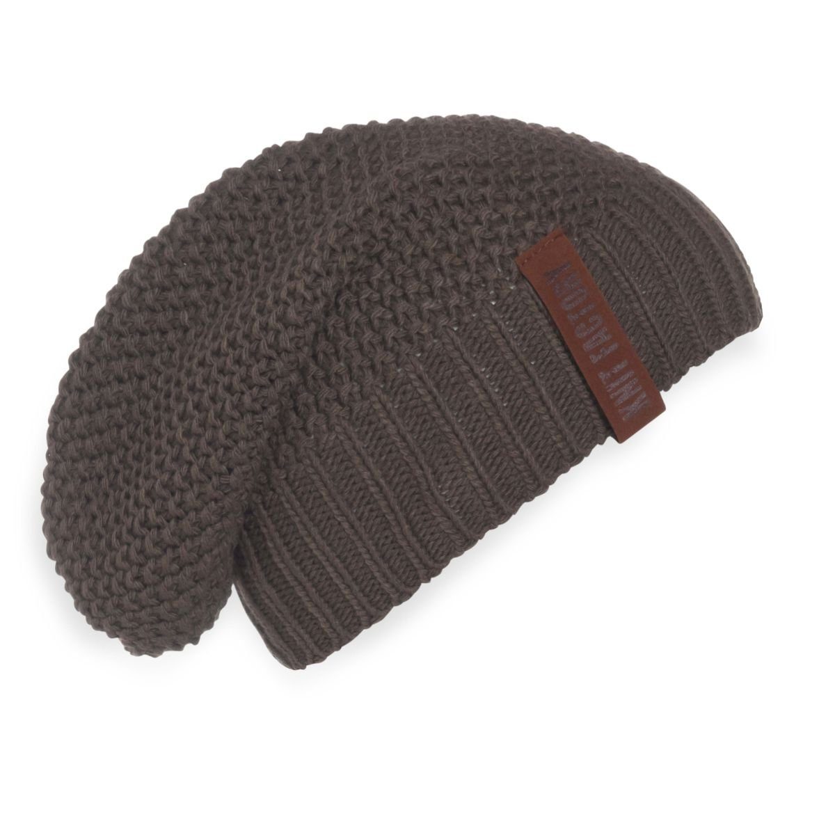 Knit Factory Strickmütze Hut Size Mütze Kopfbedeckung Wollmütze Coco Taupe Glatt Mützen Strickmütze (1-St) Braun One