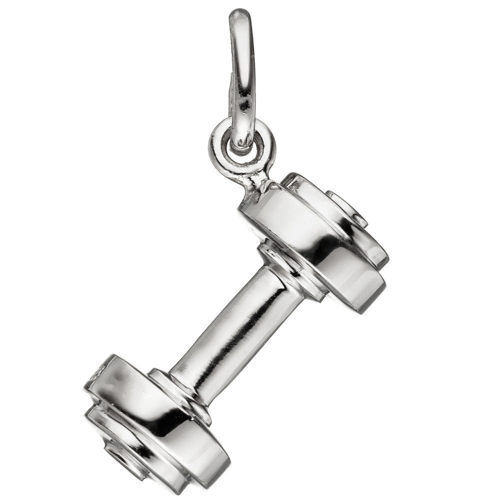 Schmuck Krone Kettenanhänger Anhänger Hantel aus echtem 925 Silber, Silber 925