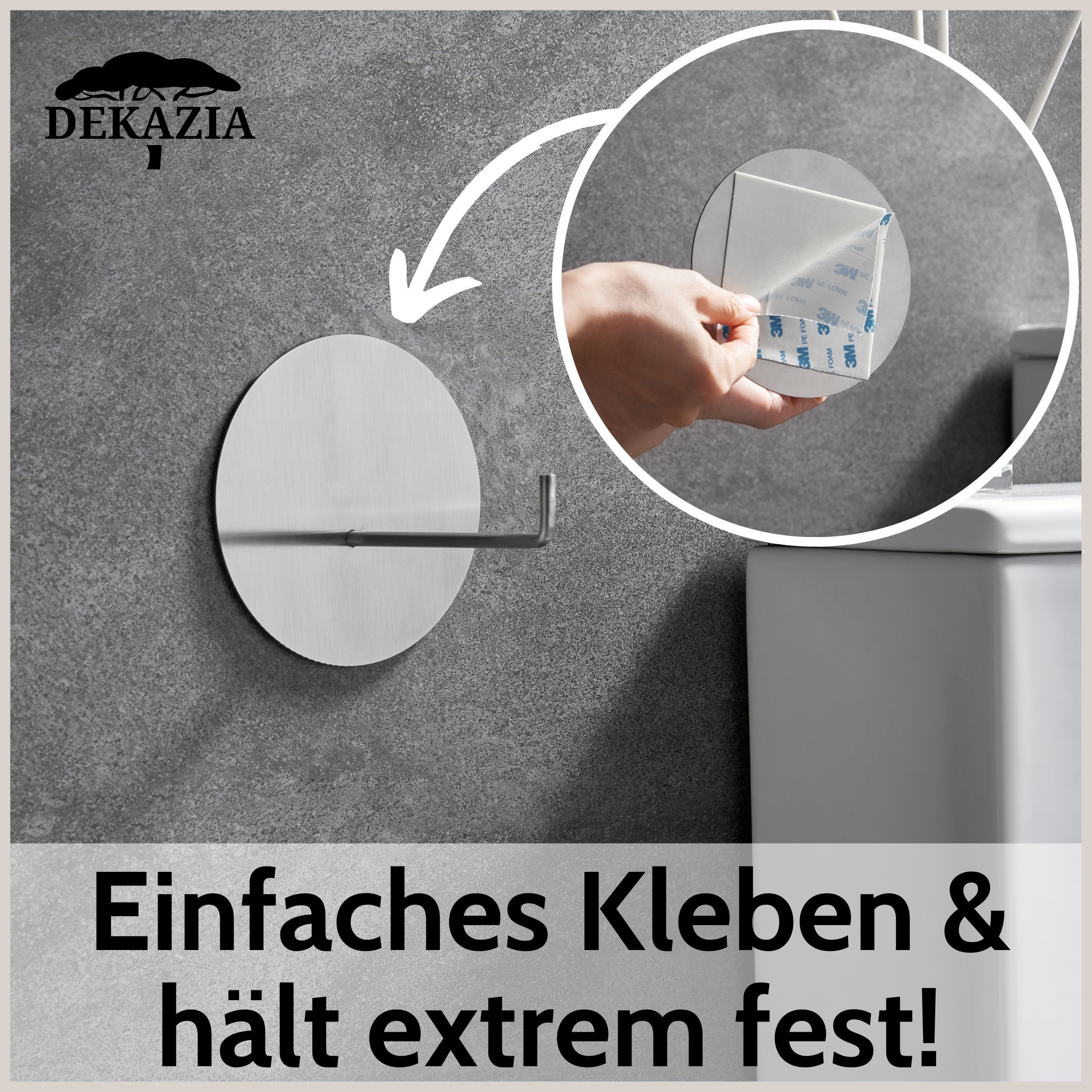 DEKAZIA Toilettenpapierhalter, Rostfreier ohne Edelstahl Design Besonderes Edelstahl, Bohren, gebürstet selbstklebend