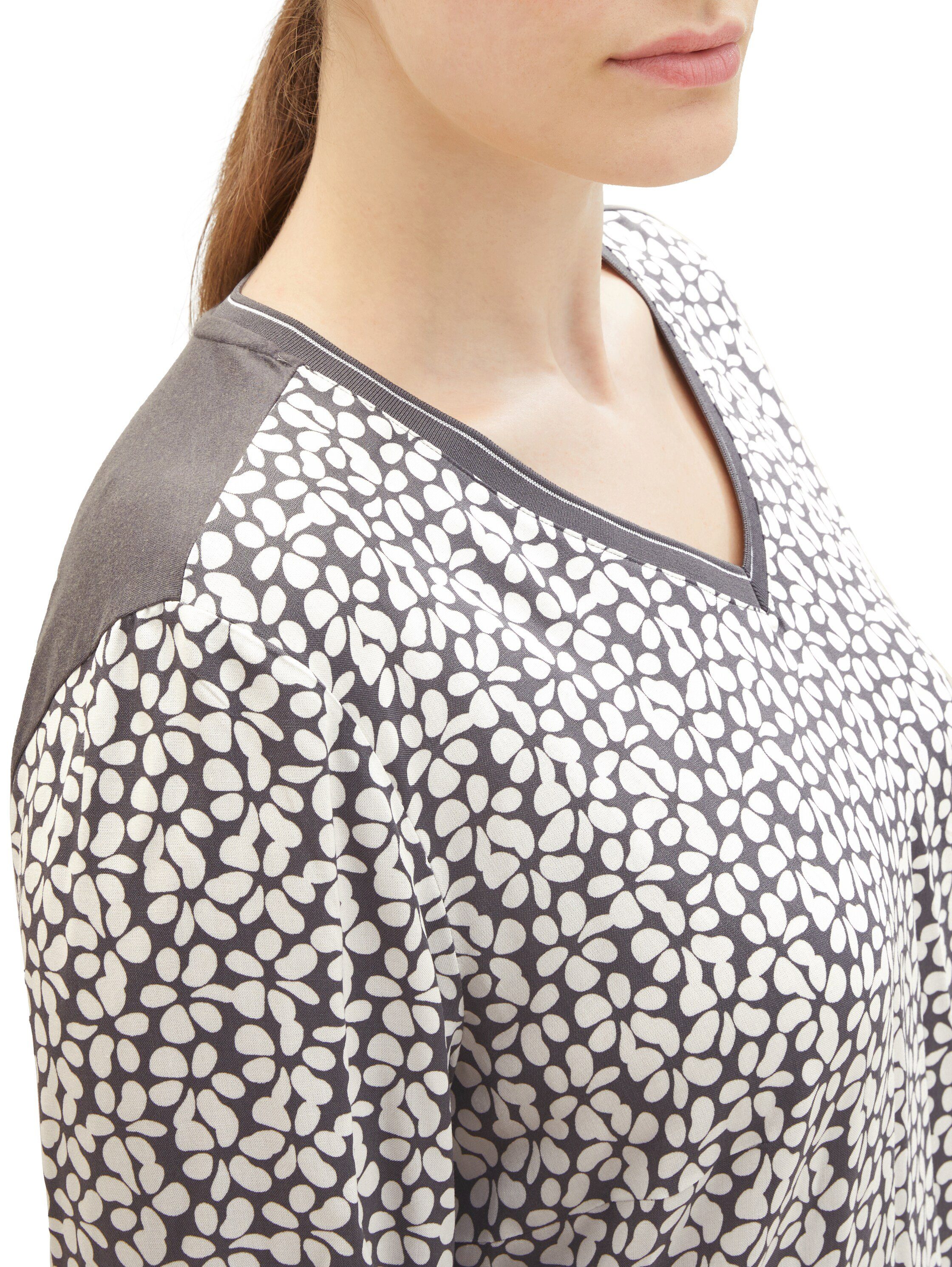 PLUS grau geblümt TOM mit floralem Muster 3/4-Arm-Shirt TAILOR