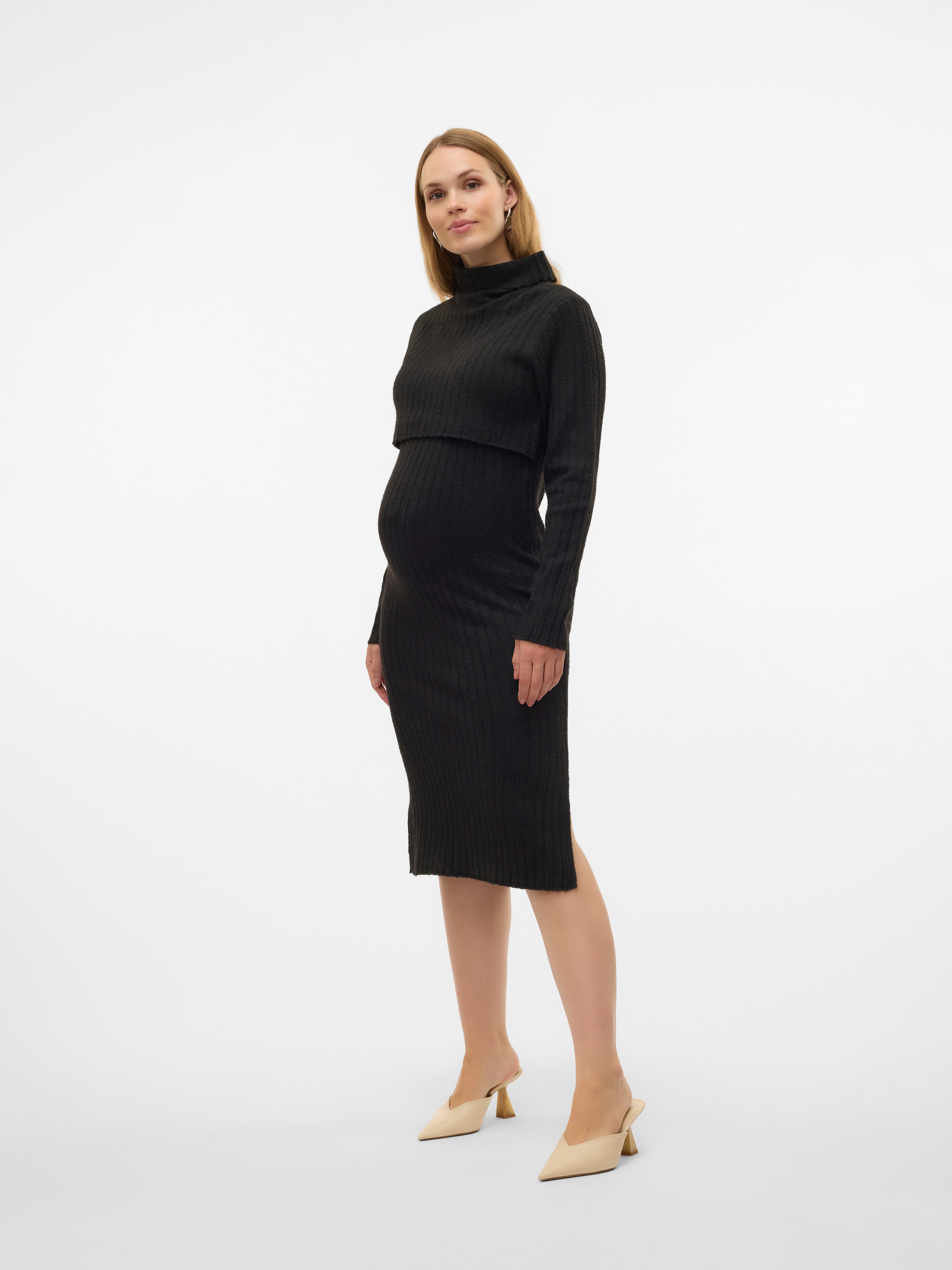 Mamalicious Strickkleid MLSUNIVA JUNE LS KNIT MIDI DRESS 2F NOOS Materialmix, regular fit – Bild 4 von 5