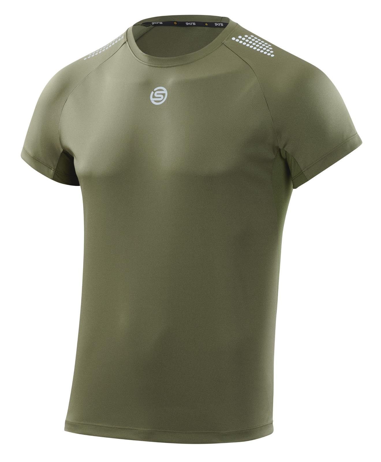 Skins T-Shirt 3-Series (100% Polyester, Mesh-Einsätze) khakigrün Herren