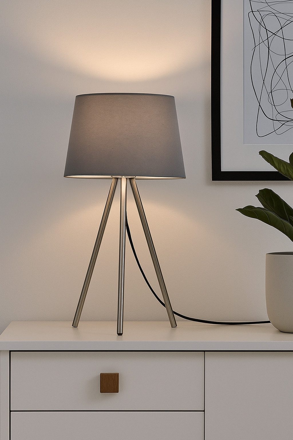 Braytron LED Stehlampe Moderne LED Stehleuchte mit 3-Bein Design und satiniertem Schirm, ohne Leuchtmittel, E27 Fassung (ohne Leuchtmittel), Fußschalter