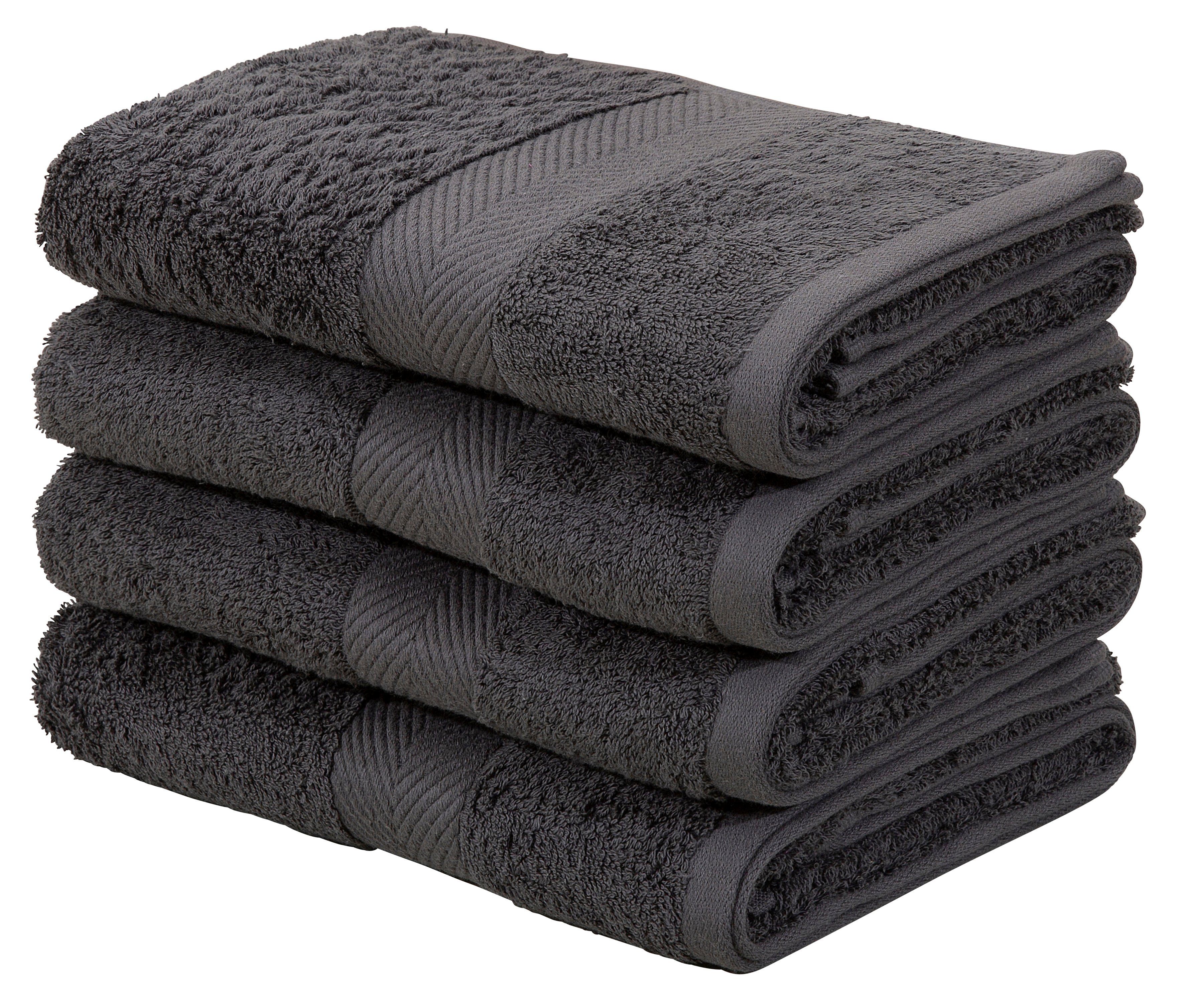 Home affaire Handtücher Walkfrottee flauschig, 550g/m², Baumwolle % Handtuchset Premium-Qualität Eva, (4-St), aus anthrazit 100