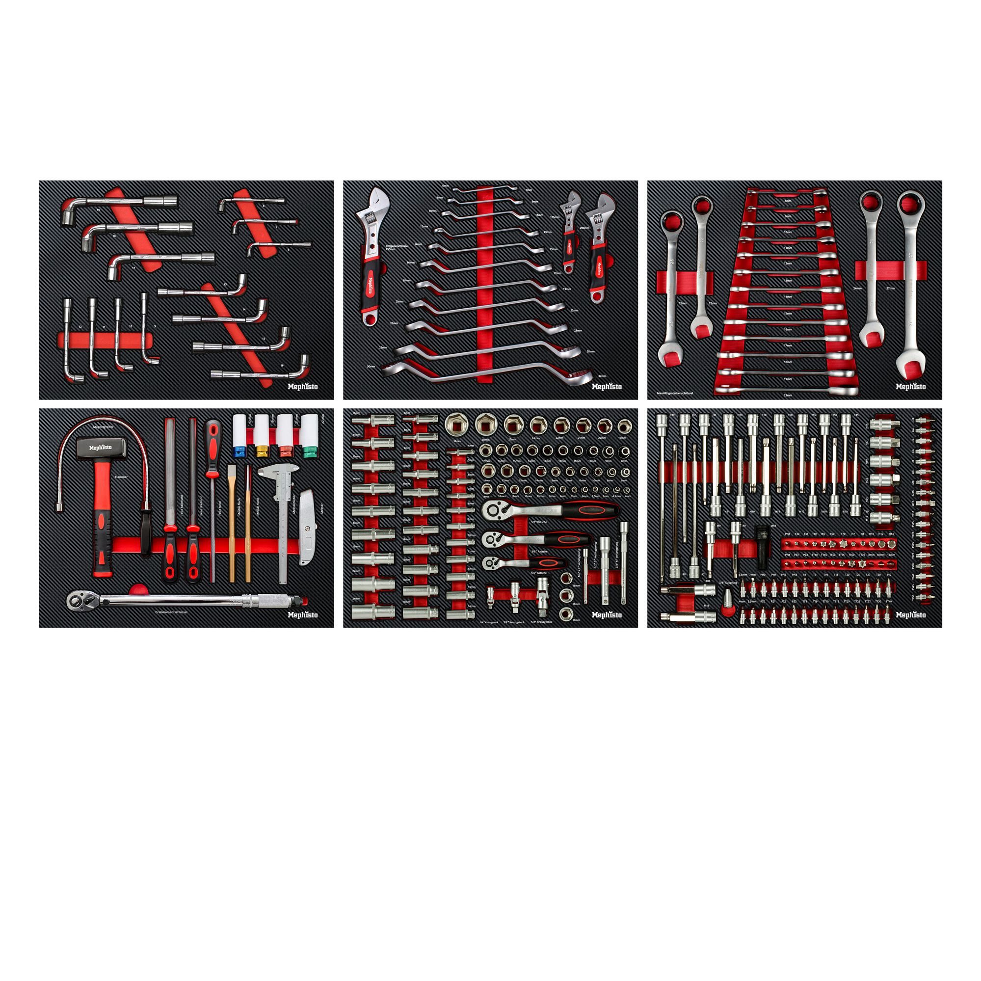 Mephisto-Tools Werkzeugset, (Set), metrisch, inkl. Soft Inlay in Carbon-Optik