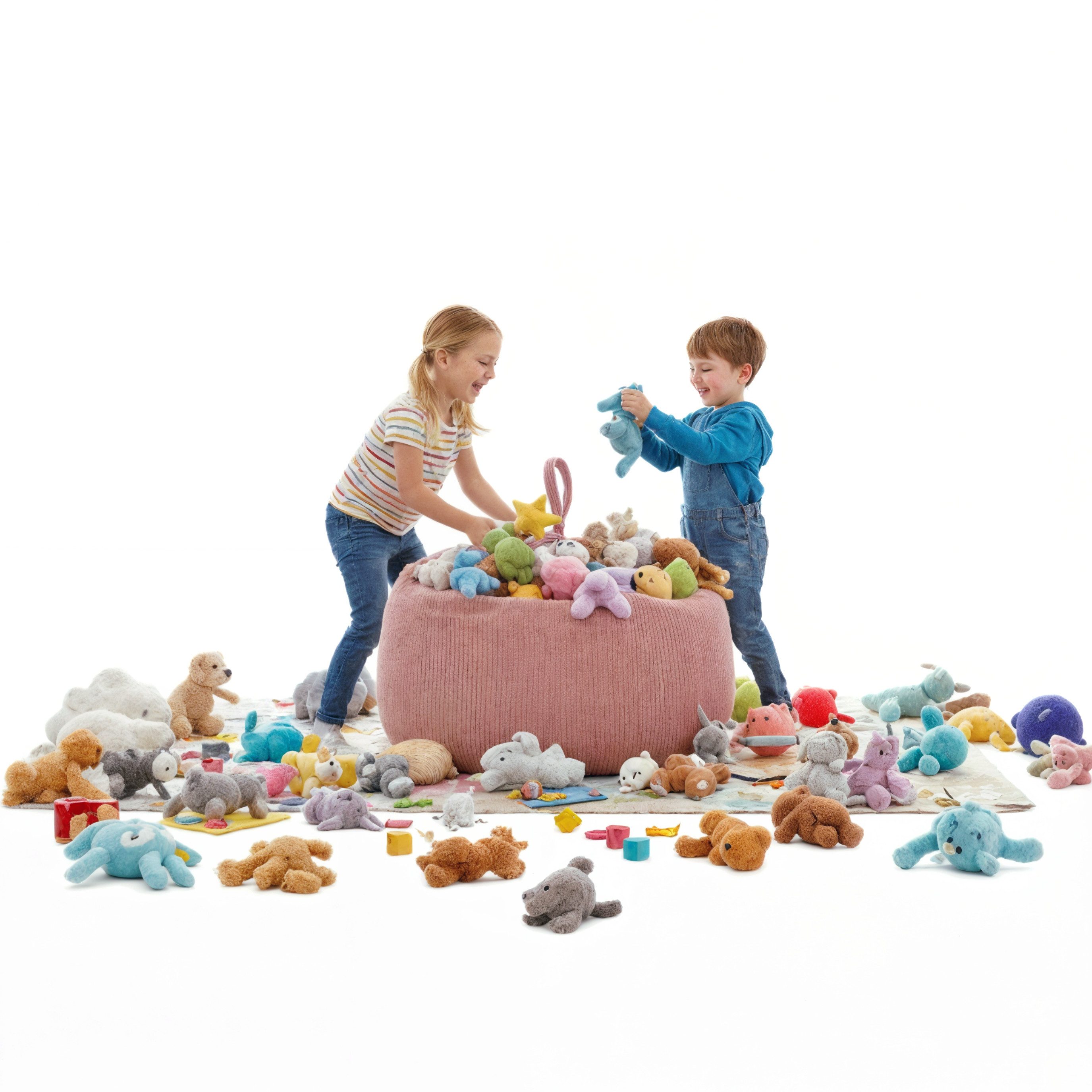 FAVRE Sitzsack Kinder Aufbewahrungshülle für Spielzeug und Kuscheltiere 85x85x50 cm