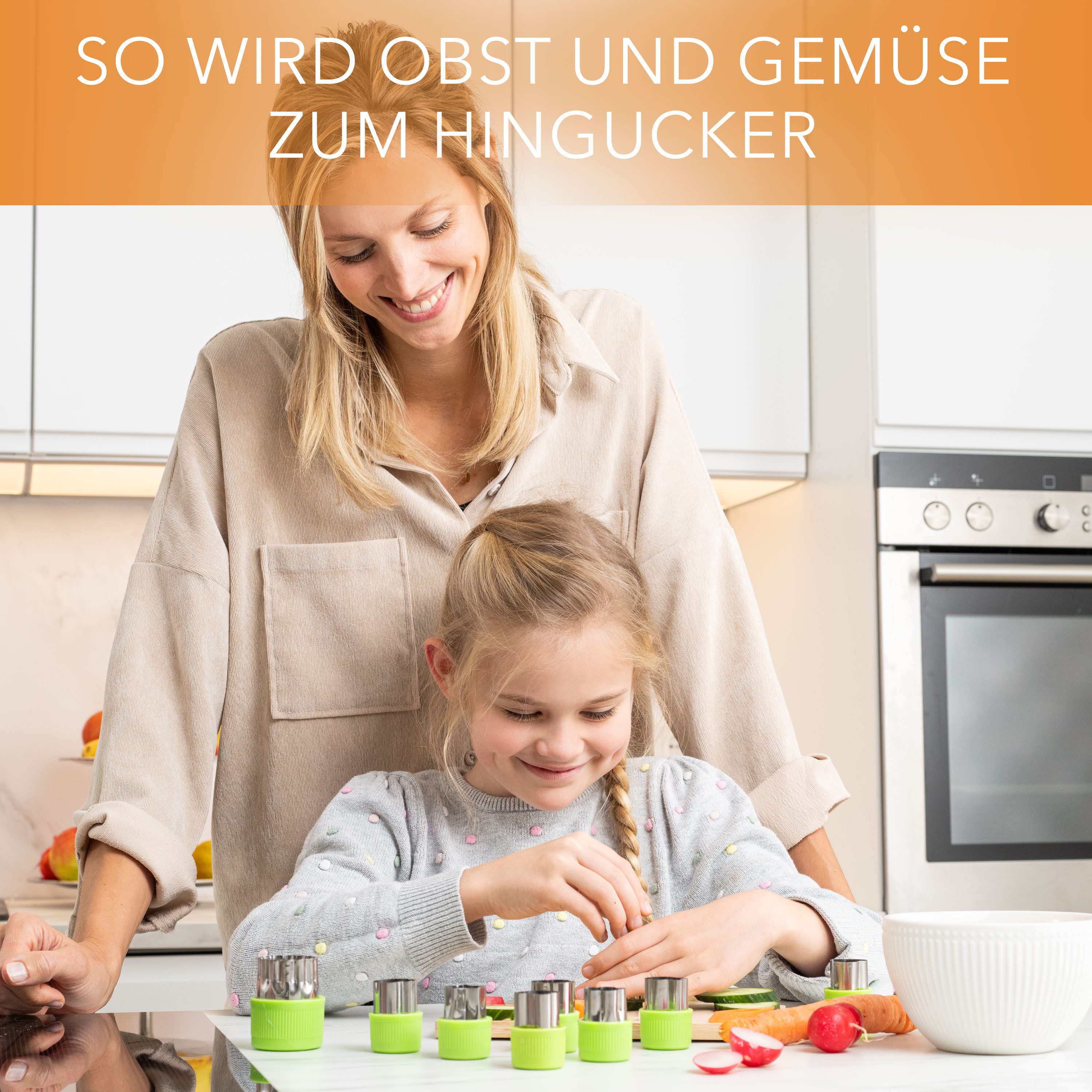 AVANA Ausstechform Edelstahl Ausstechformen Gemüse Obst Ausstecher Keks Gemüseausstecher, Edelstahl, (9 Stück), Schutzgriff für Kinder, BPA-frei, Grün
