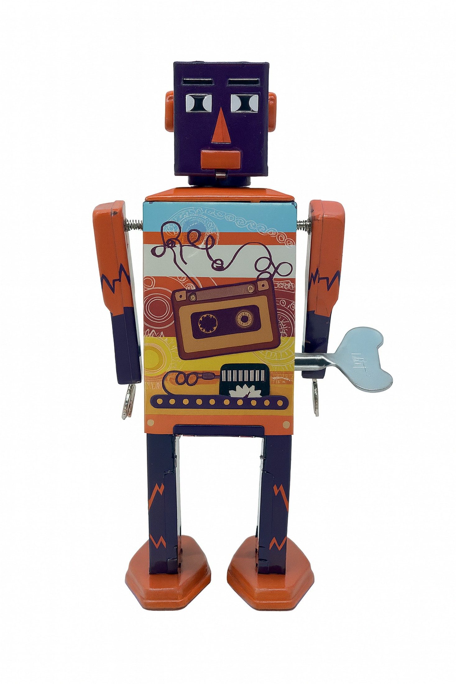 Mr & Mrs Tin Dekofigur Mr & Mrs Tin - Tape Bot Blechroboter Gehfunktion Deko-Objekt-16x8cm (mit Aufziehmotor), Sammlerfigur