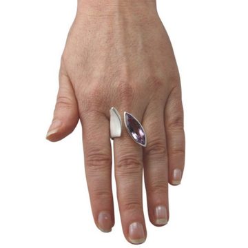 SKIELKA DESIGNSCHMUCK Silberring Amethyst Ring "Schiffchen" 25x9 mm (Sterling Silber 925) (1-tlg), hochwertige Goldschmiedearbeit aus Deutschland