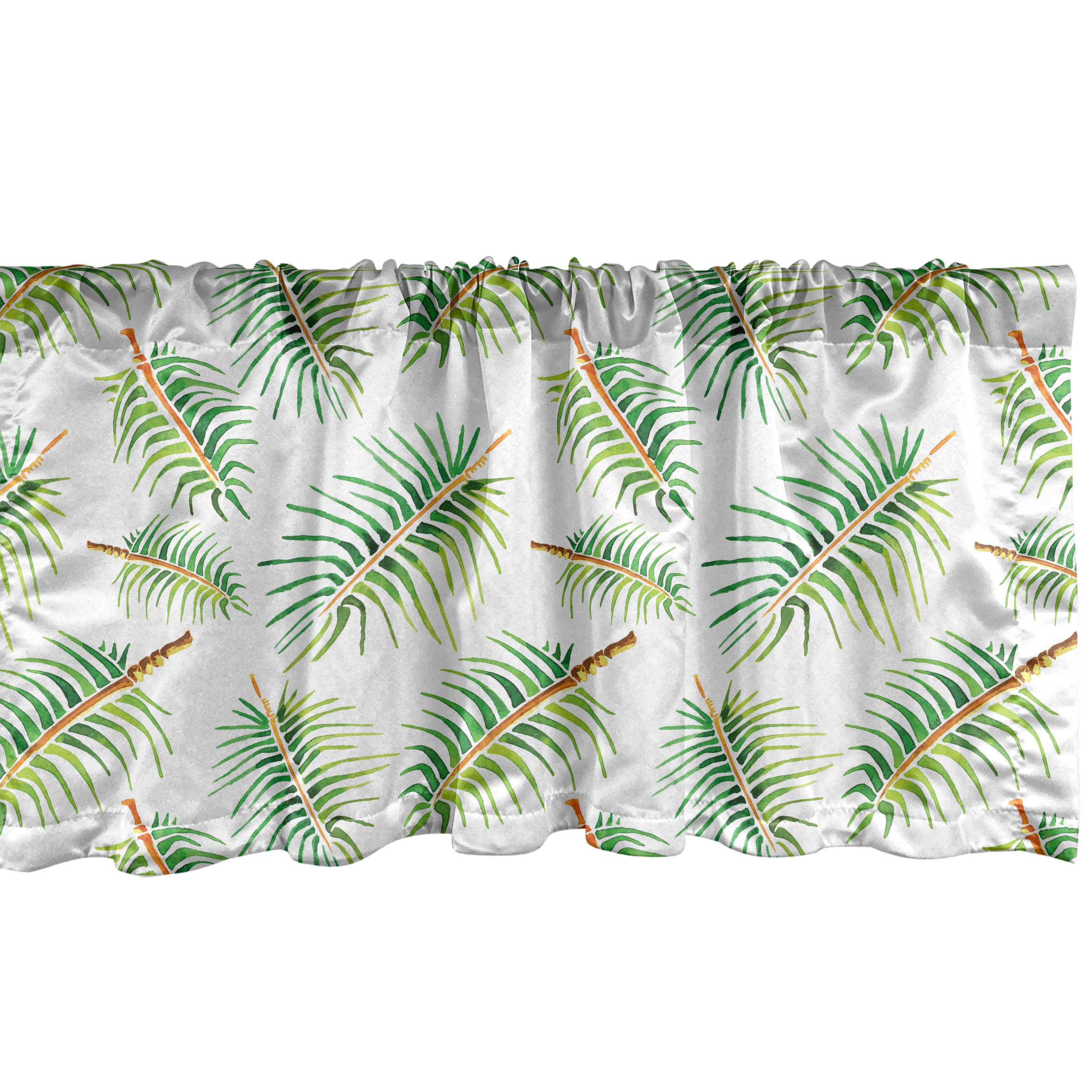 Scheibengardine Vorhang Volant für Küche Schlafzimmer Dekor mit Stangentasche, Abakuhaus, Microfaser, Botanisch Tropical Aquarell Palm