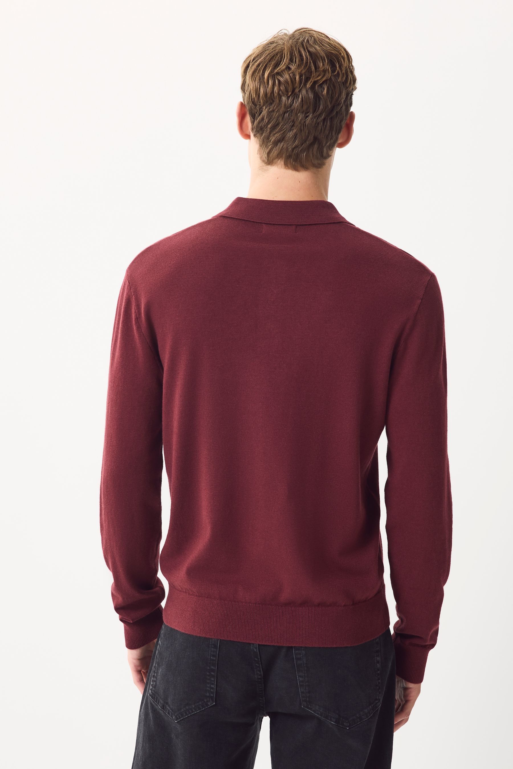 Next Langarm-Poloshirt Langärmeliges Polo-Shirt aus Feinstrick günstig online kaufen