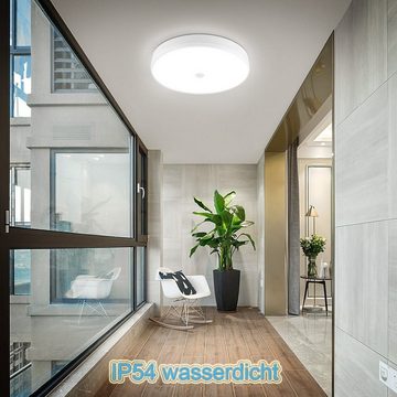 LETGOSPT Deckenleuchte LED Deckenleuchte mit Bewegungsmelder Sensor Leuchte IP54, LED fest integriert, Kaltweiß, 18W 1800LM, Deckenlampe 6000K für Garage Flur Balko