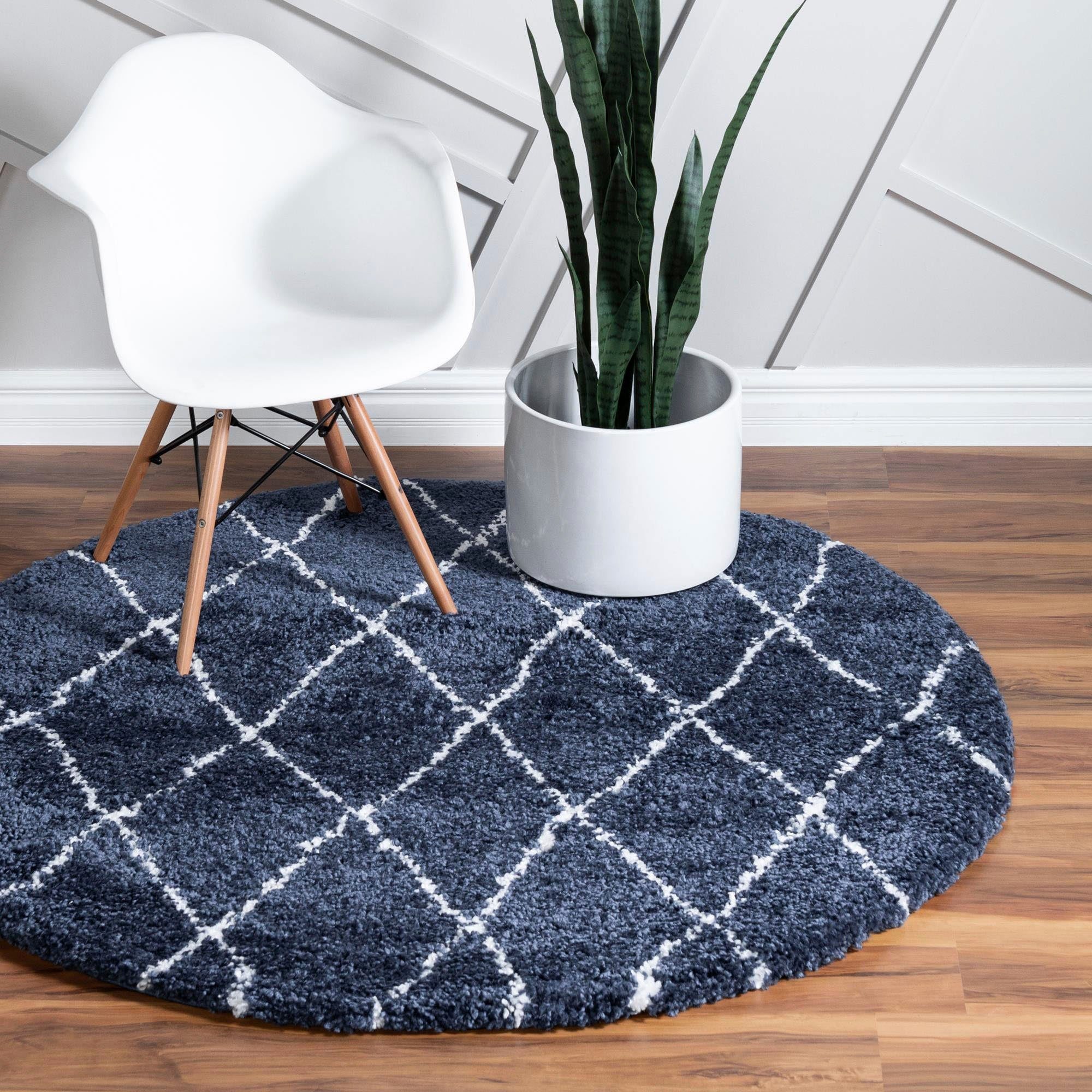 Myflair Möbel & Accessoires Hochflor-Teppich Temara Shag, LAGERRÄUMUNG!, rund, Höhe: 51 mm, gewebt, Rauten Design, weich & kuschelig