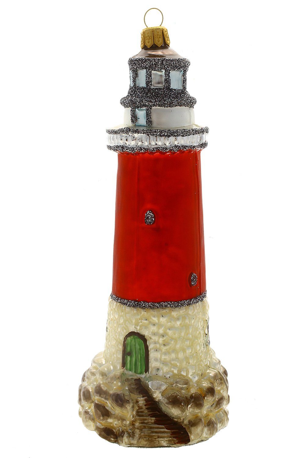 handdekoriert Dekohänger Weihnachtskontor Leuchtturm, - Hamburger Christbaumschmuck mundgeblasen -