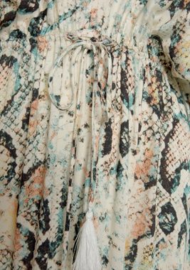 Buffalo Maxikleid mit Schlangenmuster und V-Ausschnitt, Sommerkleid, causal-chic