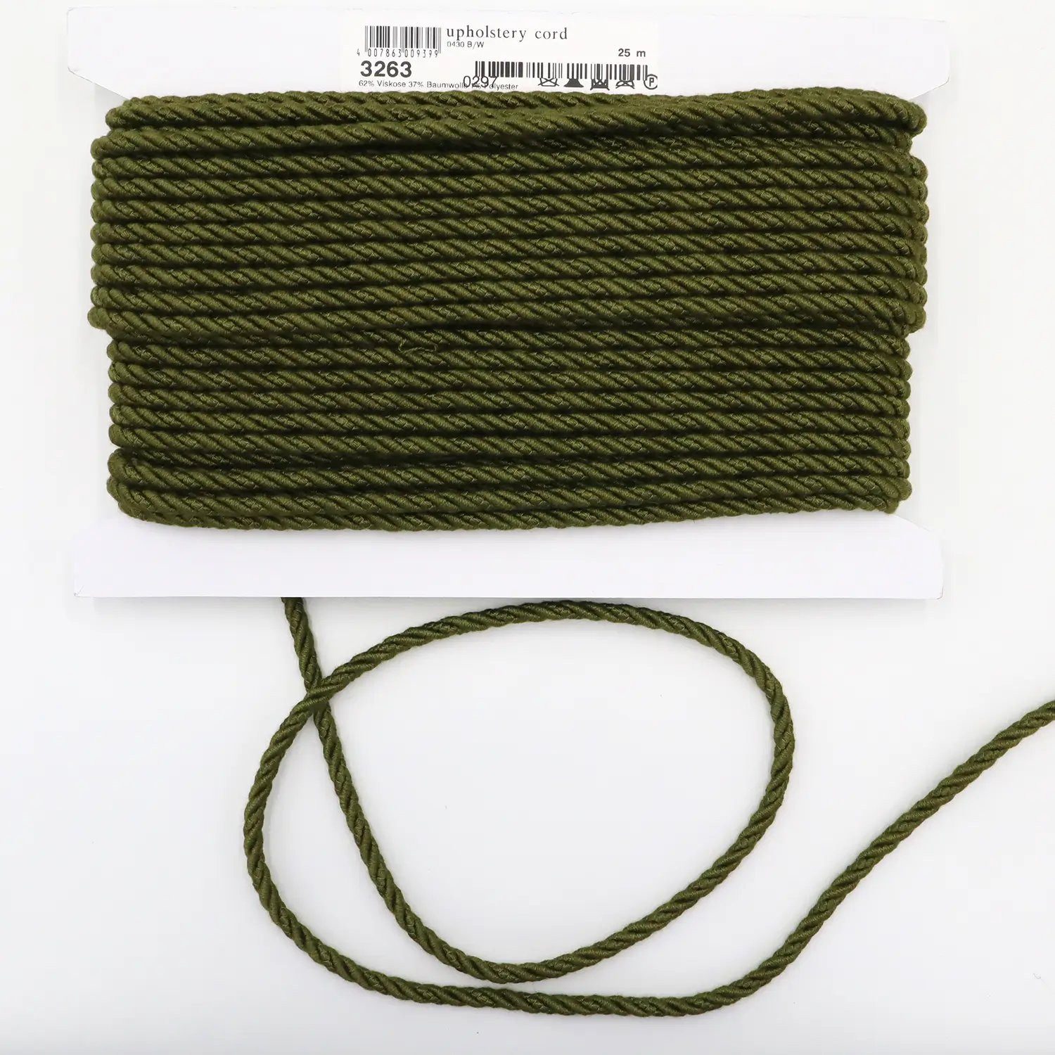 Stofferia Stoff Möbelkordel 6 mm Dunkelgrün, Meterware