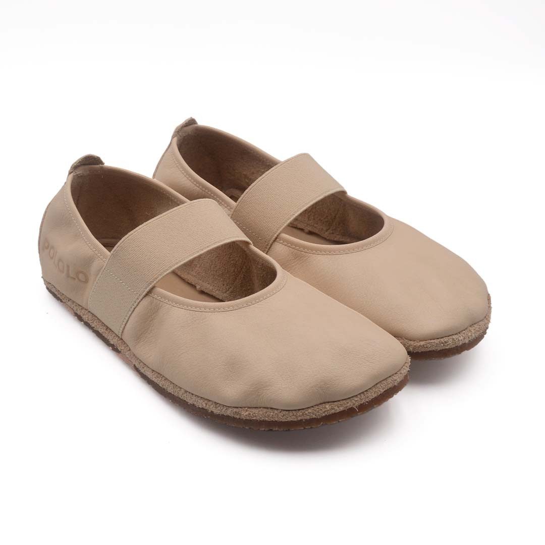POLOLO Barfuß Ballerina Kaya, Damen Barfußschuh aus natürlich gegerbtem Leder