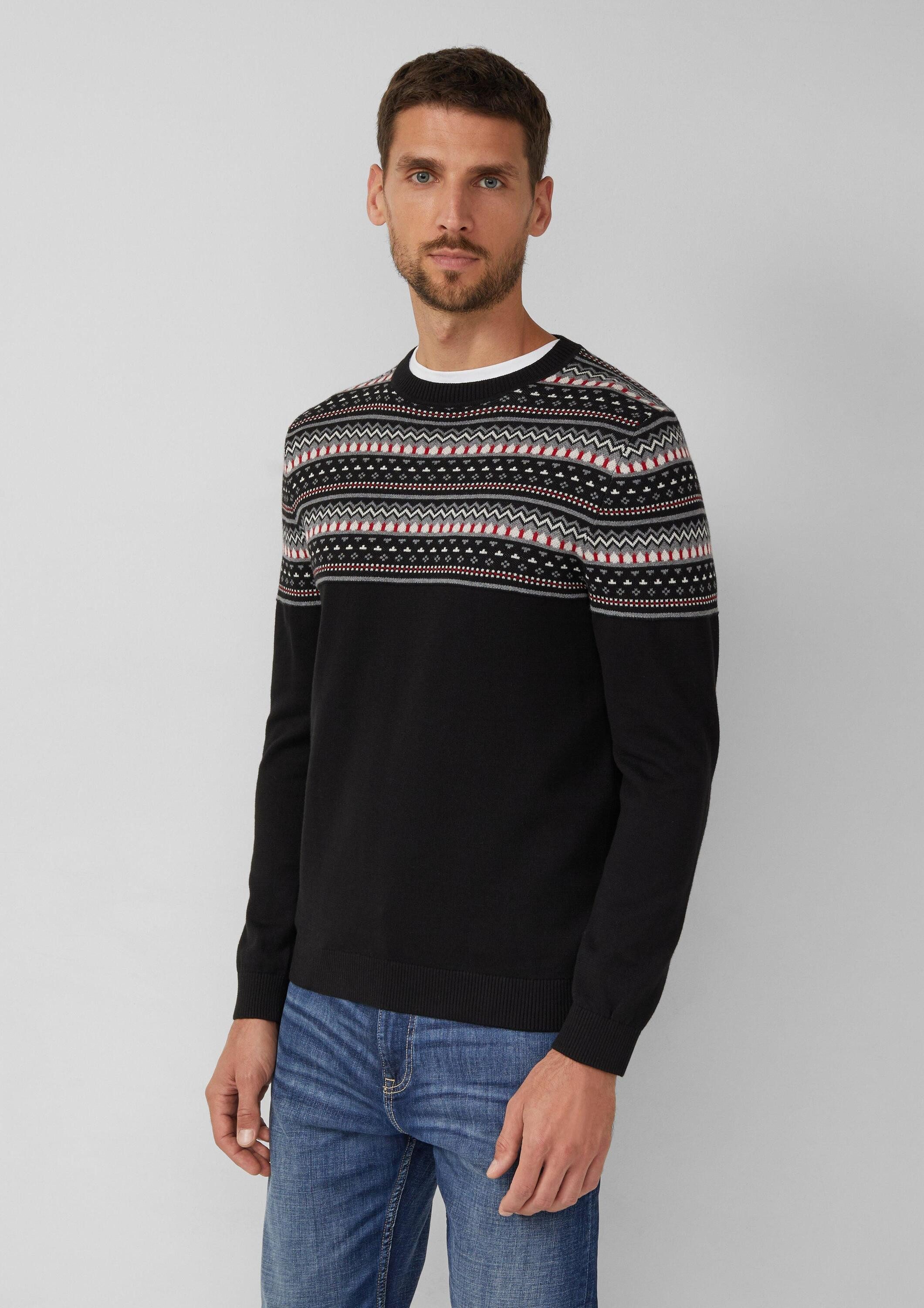 s.Oliver Longpullover Strickpullover Baumwollpullover mit Norwegermuster günstig online kaufen