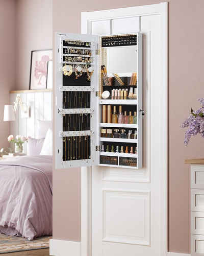 SONGMICS Schmuckschrank Spiegelschrank mit LED-Beleuchtung, Make-up-Spiegel