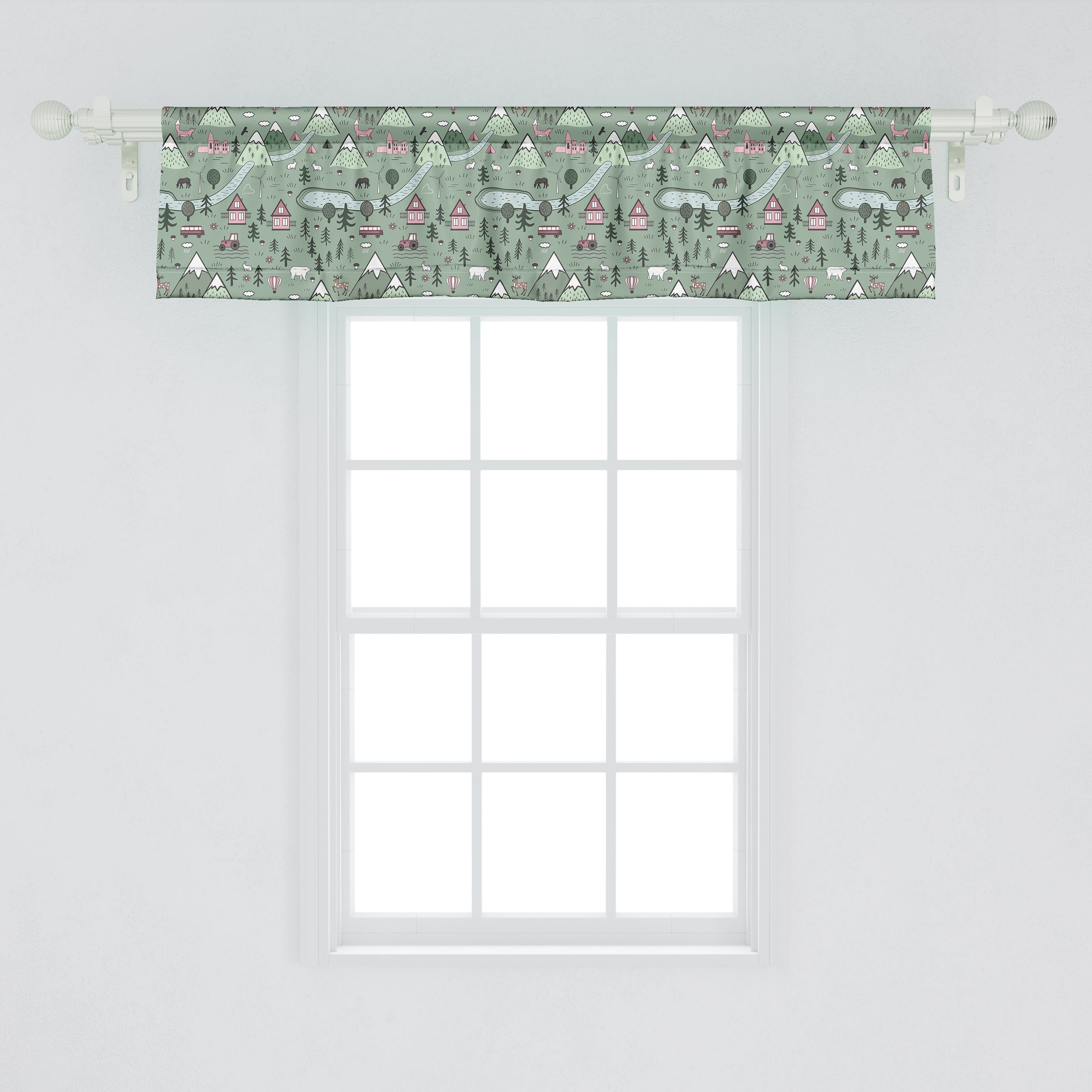 Scheibengardine Vorhang Volant für Ländliche Forest Landschaft Küche Dekor Stangentasche, Microfaser, Abakuhaus, und Schlafzimmer Element mit