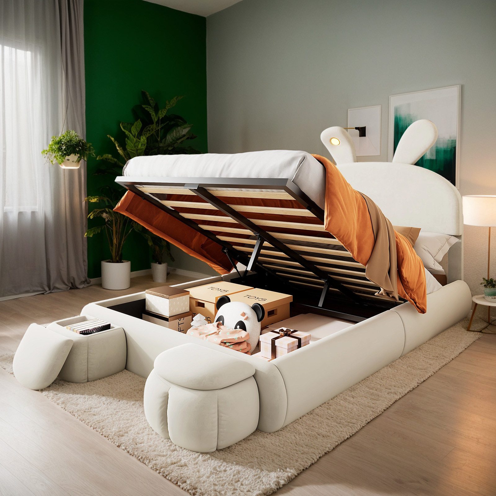 OKWISH Kinderbett Funktionsbett Stauraumbett Polsterbett (140x200 günstig online kaufen