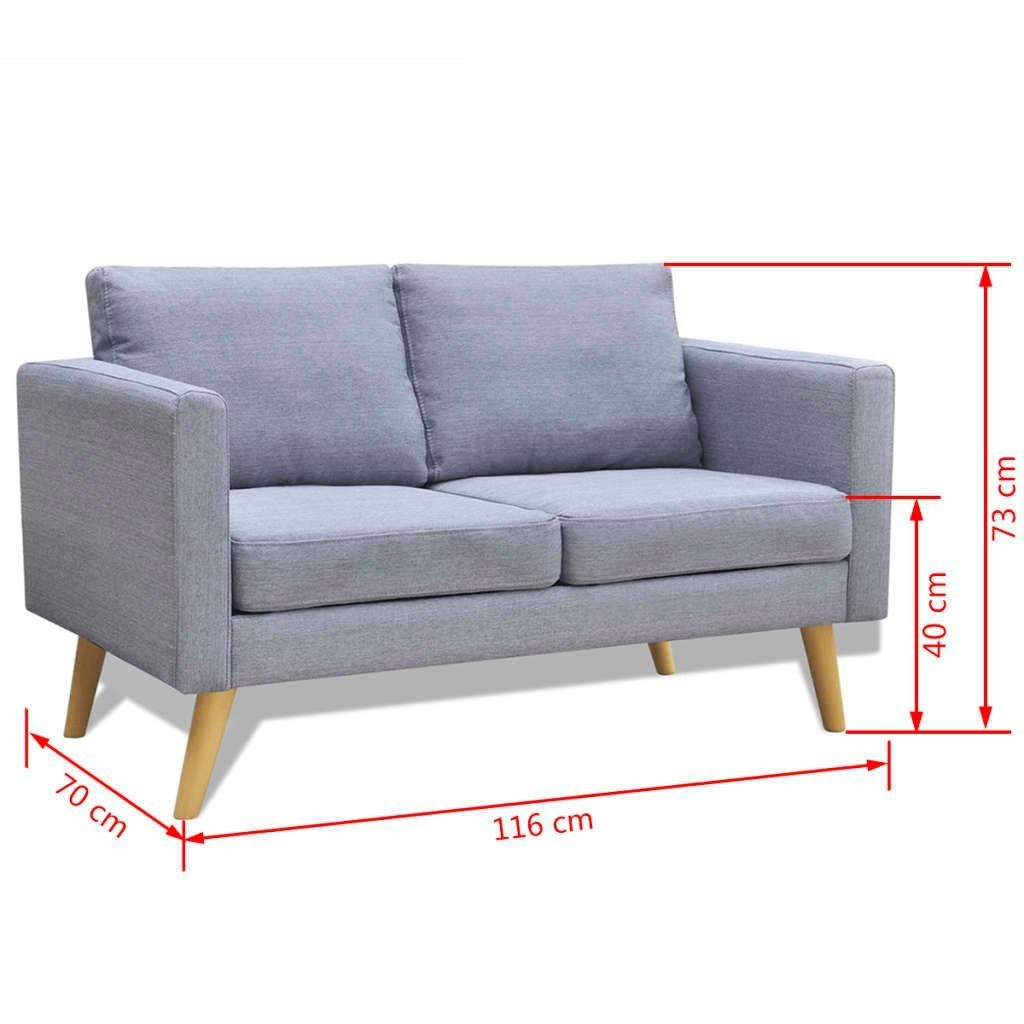 Stoff Sofa und Hellgrau furnicato 3-Sitzer 2-Sitzer Set