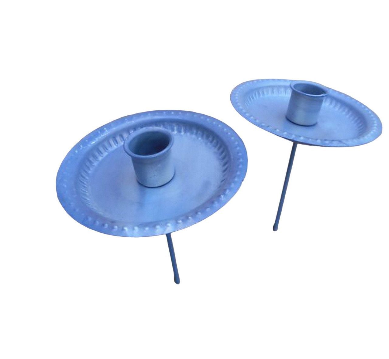 Deko-Impression Kerzenhalter Kerzenhalter zum Stecken 2 Stück Kerzenständer Eisen massiv silbergrau (2 St)