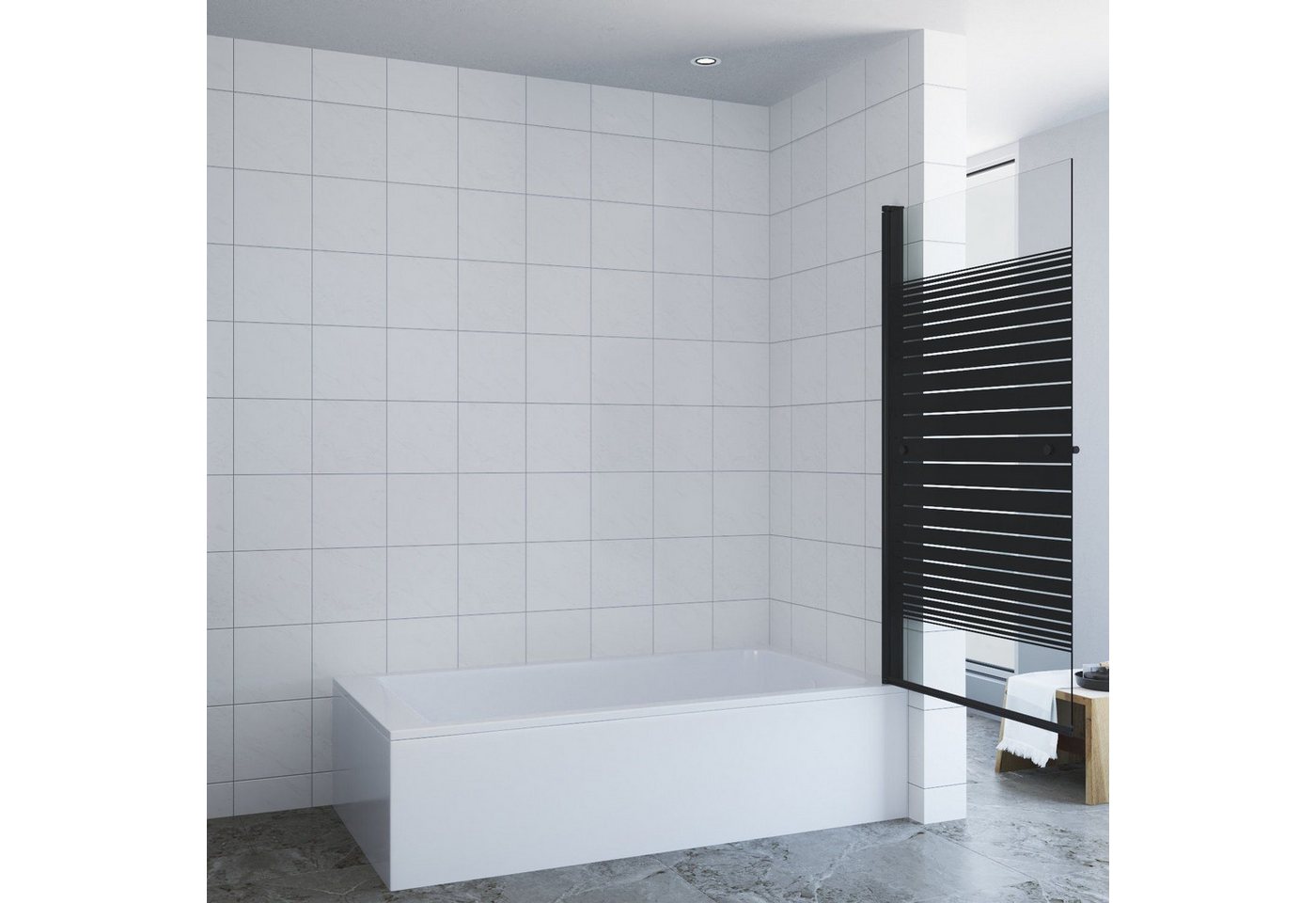 Thumbnail - AQUALAVOS Badewannenaufsatz Badewannenaufsatz 70/80 cm 1 Teilig Glas Duschwand Höhe: 140 cm, 5 mm Einscheiben-Sicherheit...
