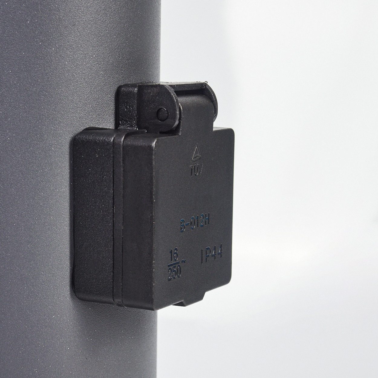 hofstein Pollerleuchte »Zogno« moderne Sockelleuchte aus Metall/Kunststoff in Anthrazit/Weiß, ohne Leuchtmittel, mit 2 Steckdosen, Wegeleuchte 45, 5cm, Gartenlampe mit E27, IP44