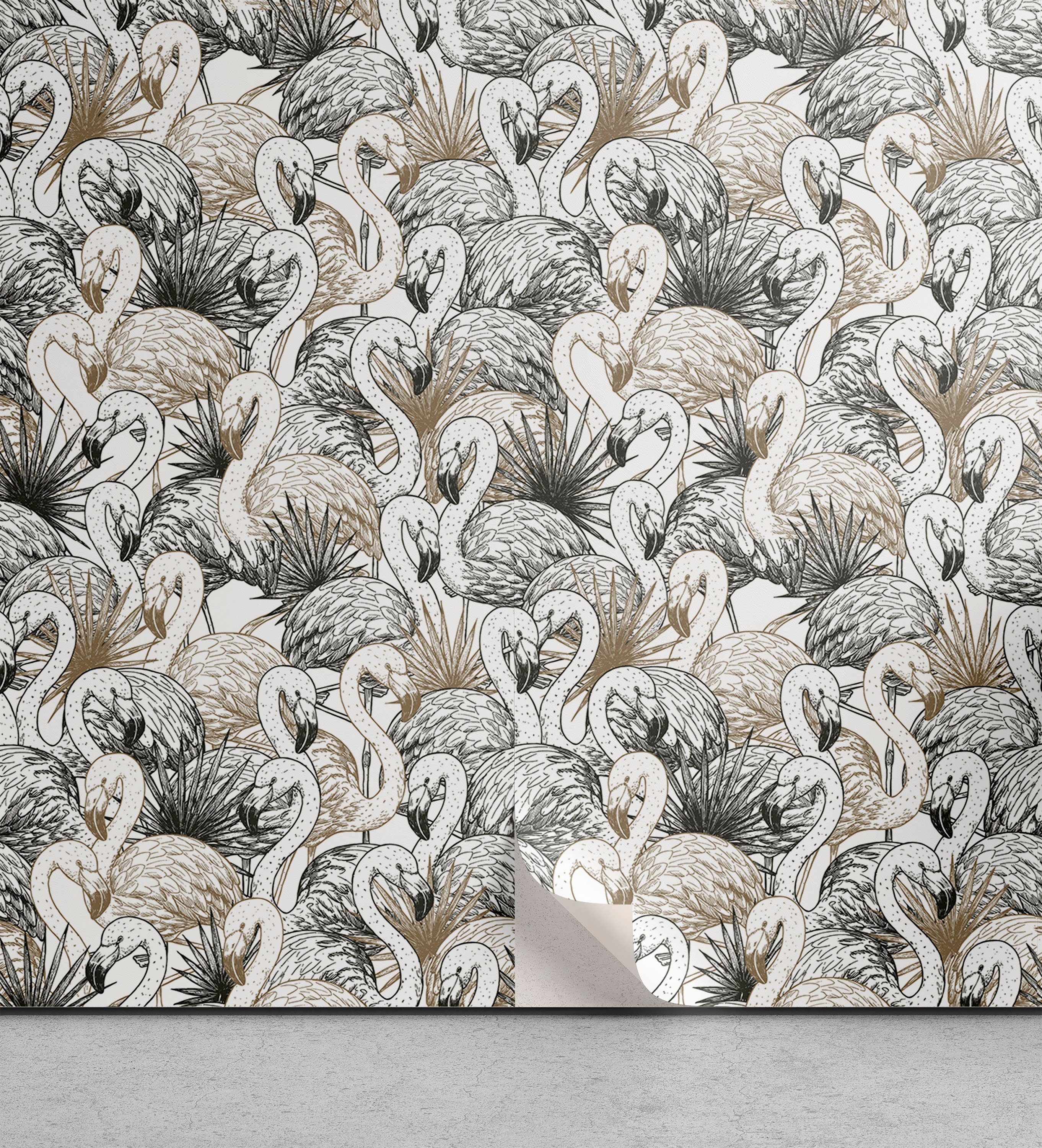 Skizzieren Gefiederten Küchenakzent, Wohnzimmer selbstklebendes Abakuhaus Vogel Vinyltapete Flamingos