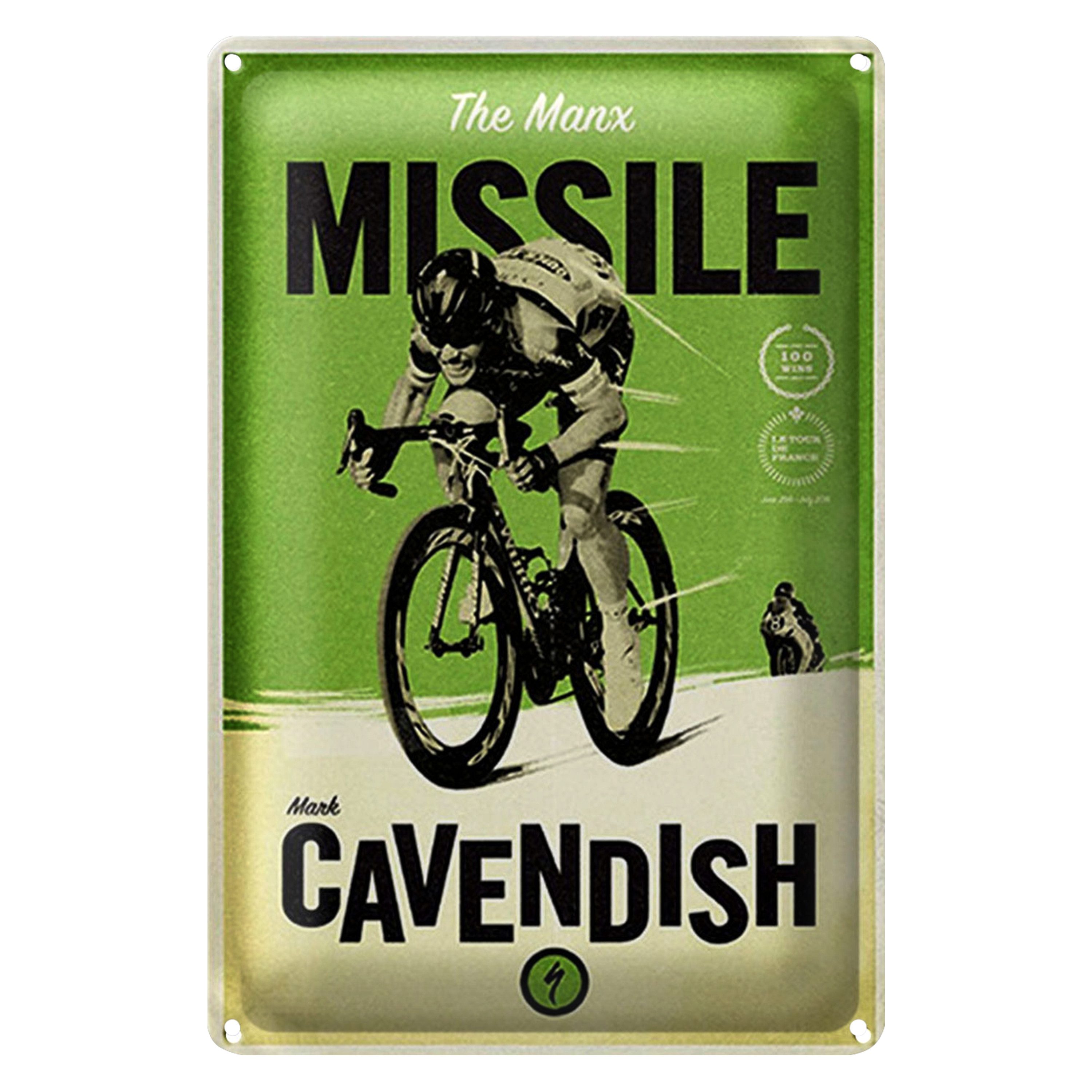 Roomando Metallschild Blechschild Fahrrad 20x30cm the Manx missile Mark Cavendish