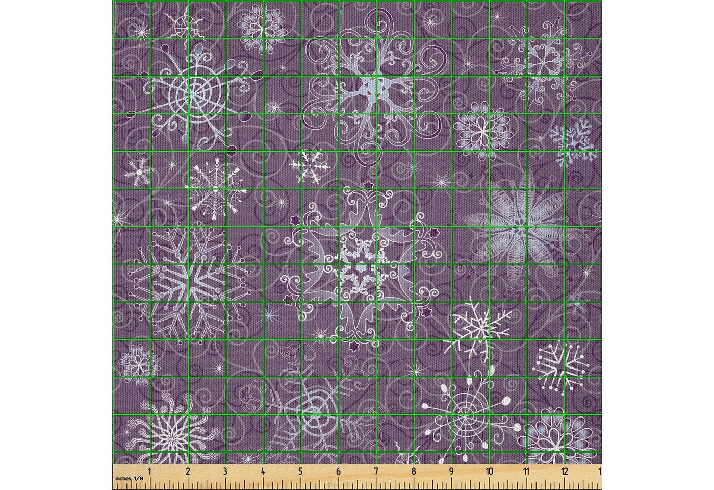 Thumbnail - Abakuhaus Stoff DIY Bastler Stoff für Dekorationszwecke, Schneeflocke Weihnachten Blumen