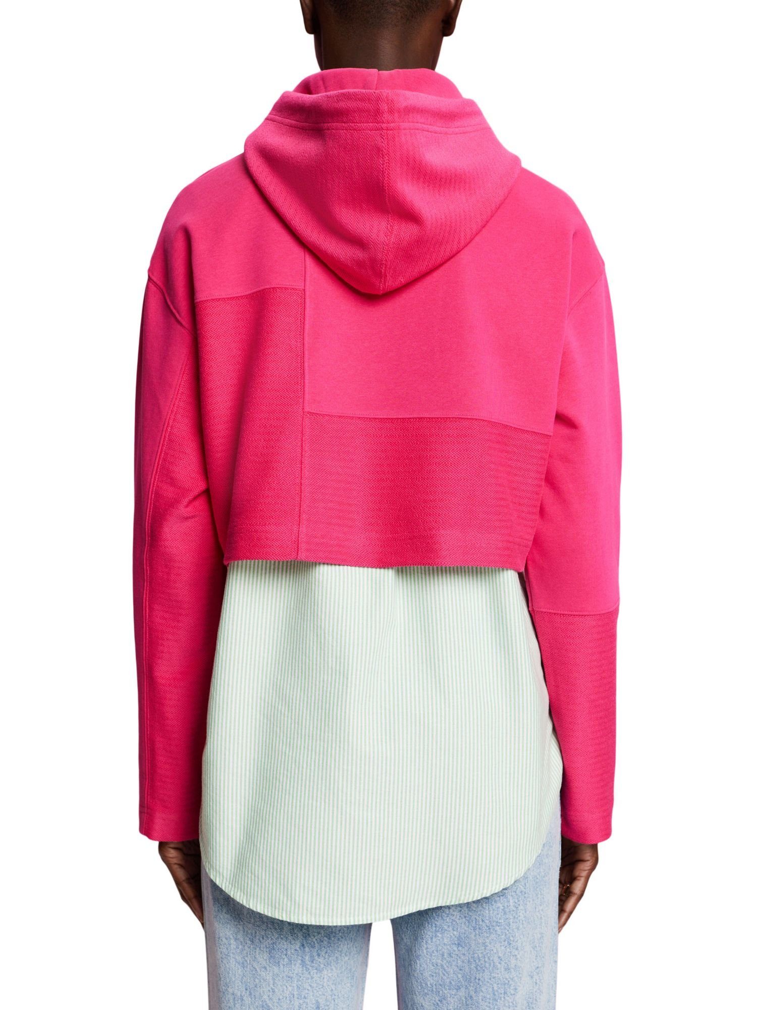 Esprit Cropped-Hoodie Collection FUCHSIA Patchworkoptik PINK in Kapuzensweatshirt